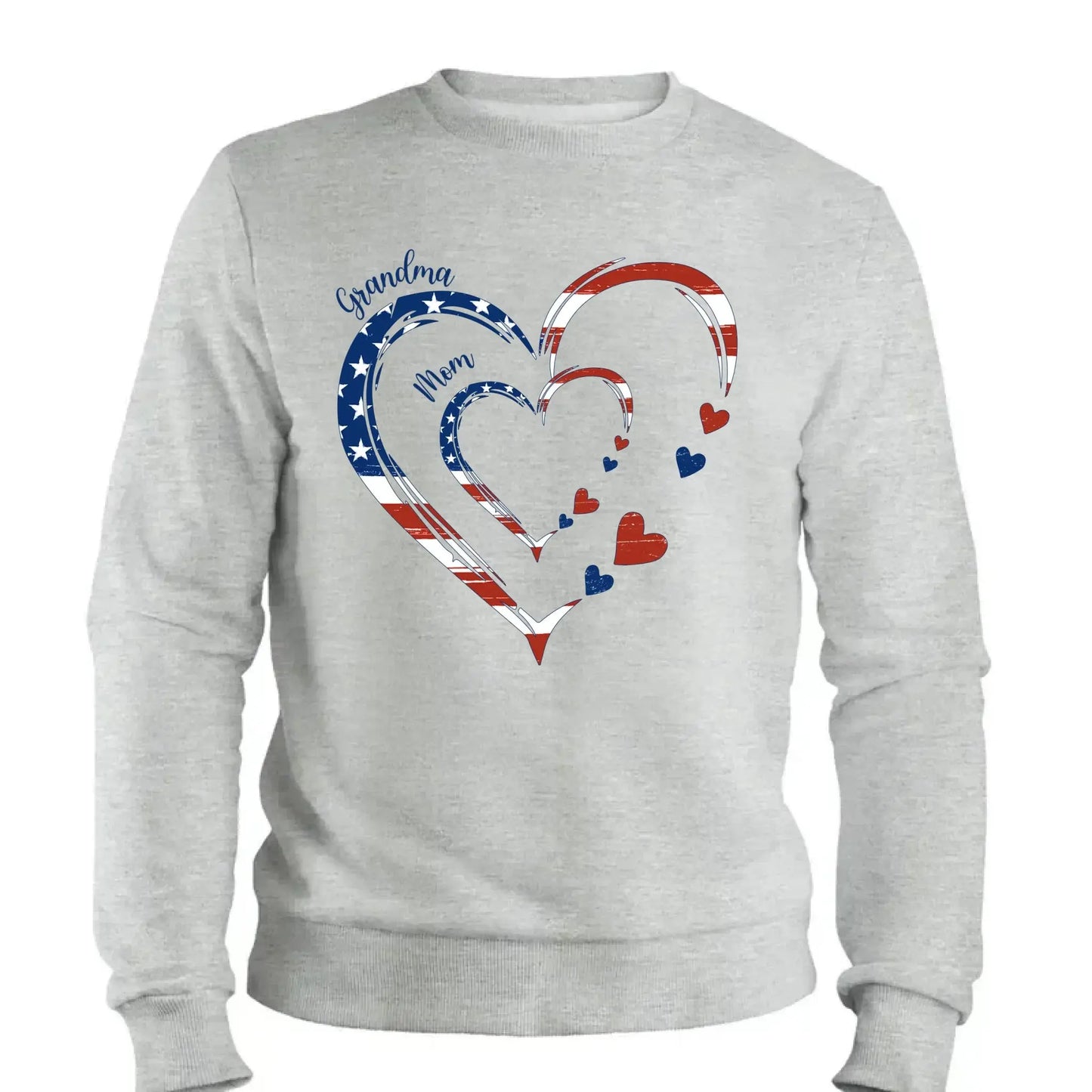 Custom Grandma Mom Heart Shirt – Personalized 4th of July Family T-shirt with Kids' Names, Patriotic Gift for Her Ezcustomize
