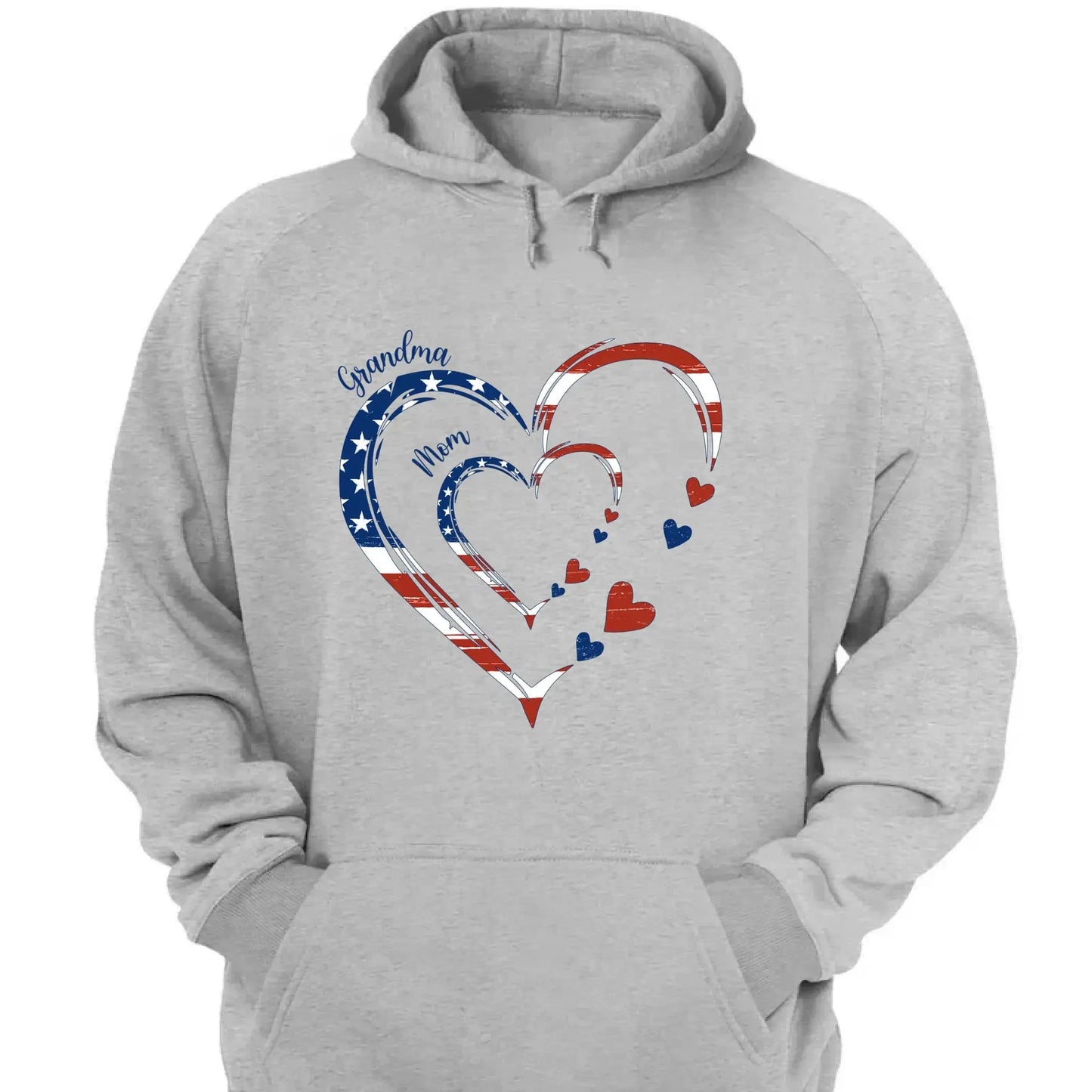 Custom Grandma Mom Heart Shirt – Personalized 4th of July Family T-shirt with Kids' Names, Patriotic Gift for Her Ezcustomize