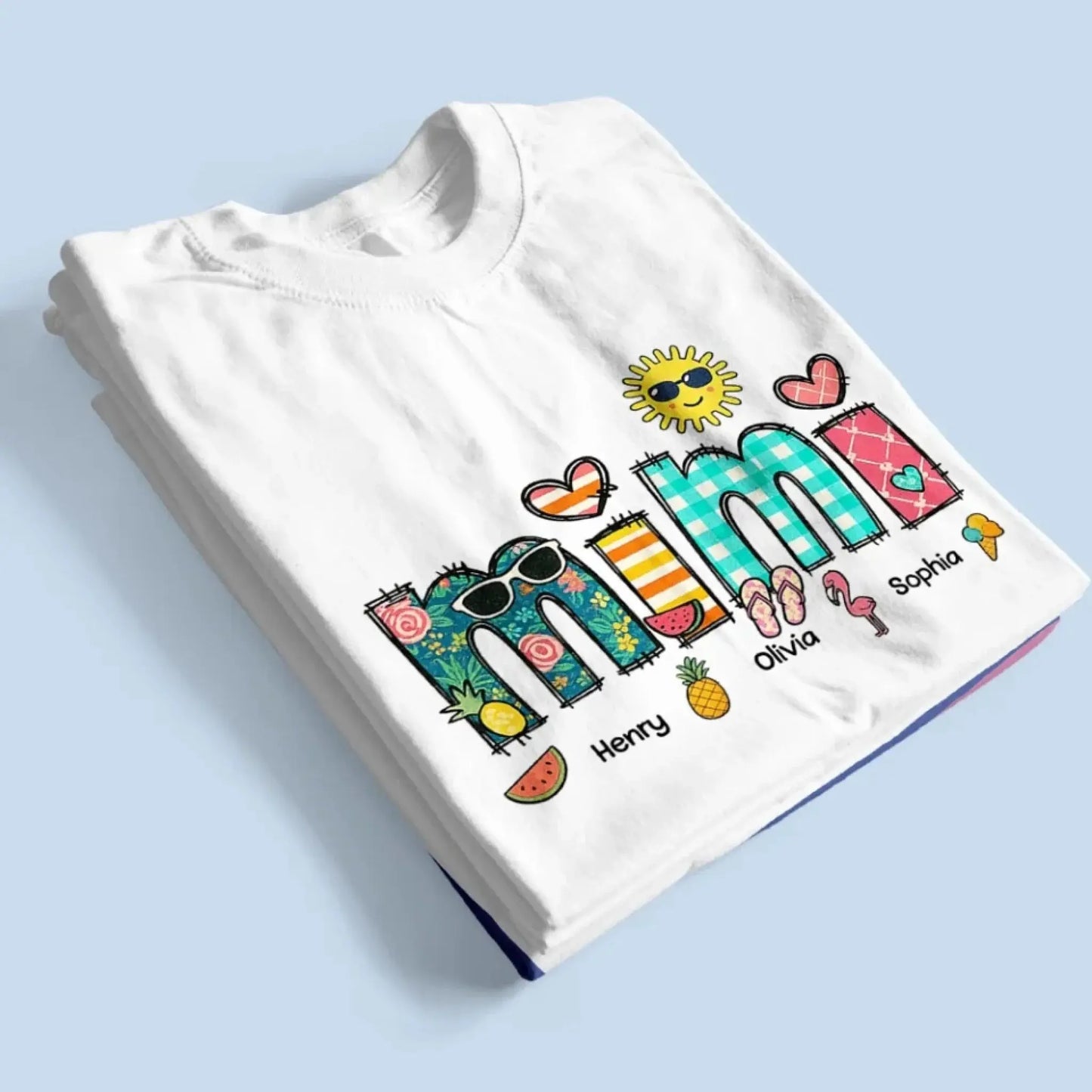 Custom Grandma & Grandkids Beach Shirt – Personalized T-Shirt for Nana, Mama, Mimi with Kids’ Names – Fun Summer or Birthday Gift Ezcustomize