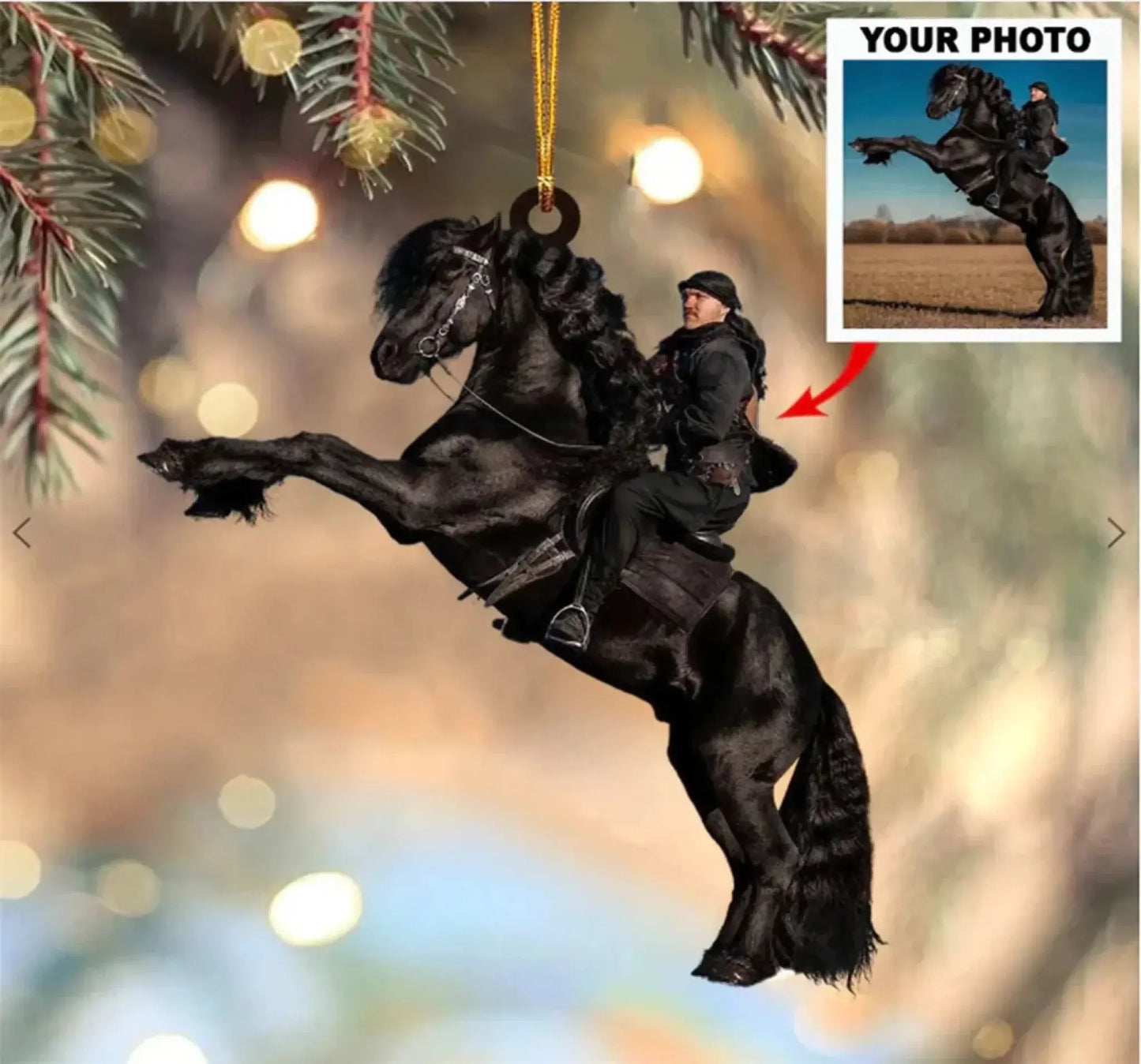 Custom Horse Photo Ornament, Personalized Equestrian Gift for Horse Lovers, Country Girl, Picture Acrylic Christmas Ornament | Horse Riding, Riders Ezcustomize