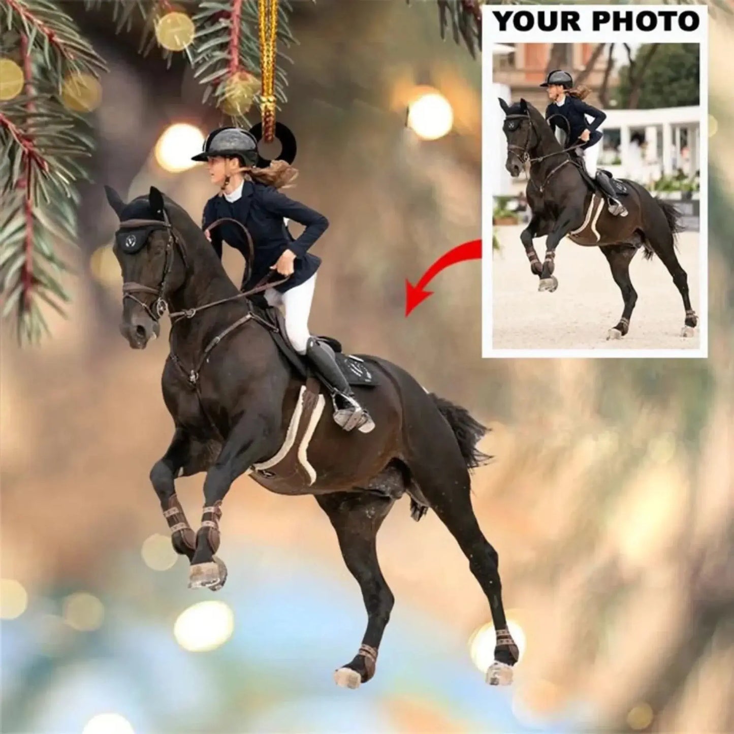 Custom Horse Photo Ornament, Personalized Equestrian Gift for Horse Lovers, Country Girl, Picture Acrylic Christmas Ornament | Horse Riding, Riders Ezcustomize