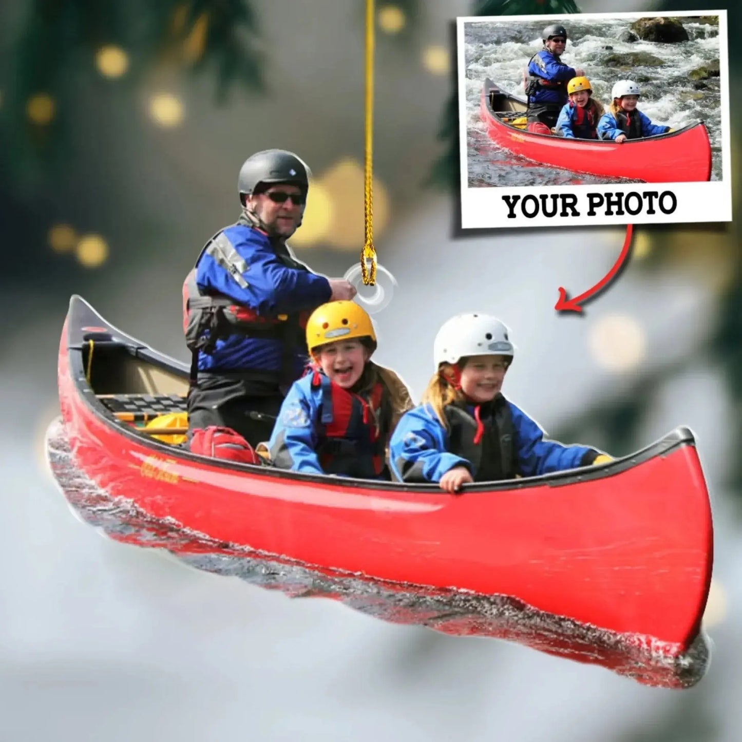 Custom Kayak Photo Ornament – Personalized Canoe Gift for Paddlers, Kayaking Keepsake with Your Picture Ezcustomize