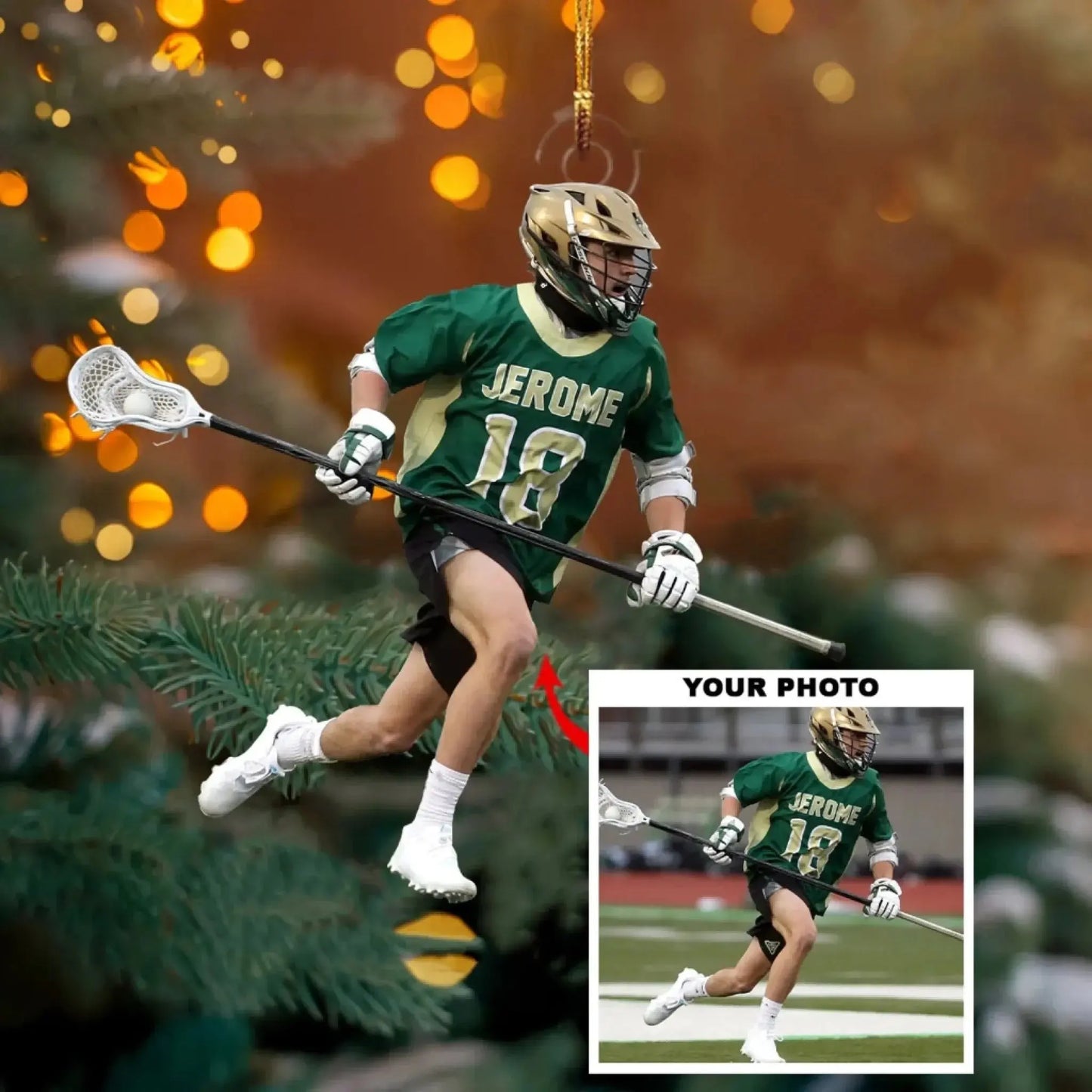 Custom Lacrosse Photo Ornament – Personalized Gift for Player or Team, Sports Keepsake with Your Picture Ezcustomize