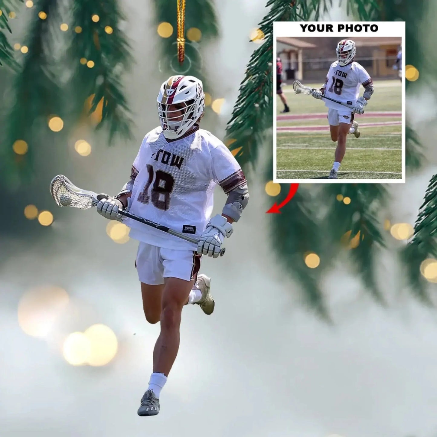 Custom Lacrosse Photo Ornament – Personalized Gift for Player or Team, Sports Keepsake with Your Picture Ezcustomize