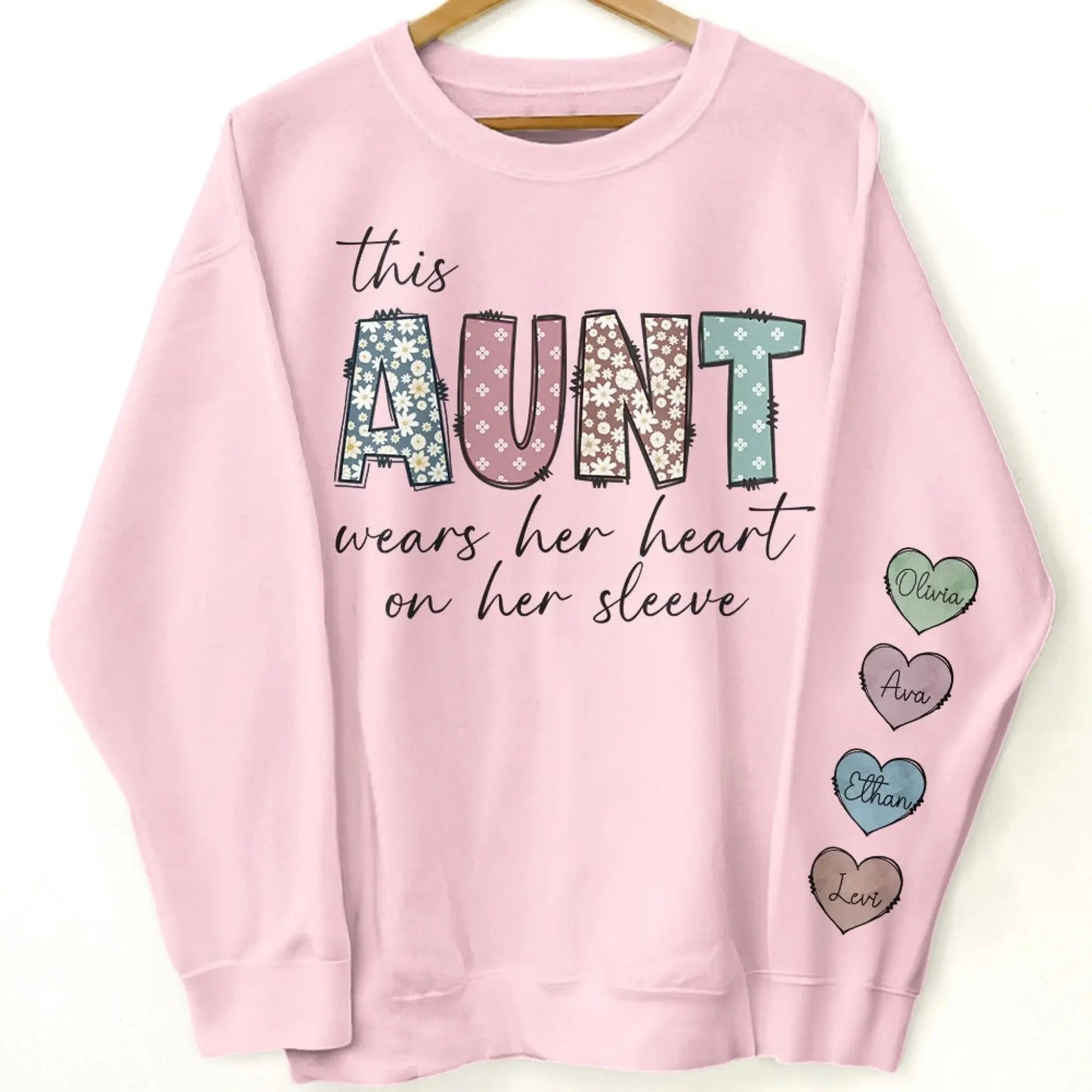 Custom Mama Heart Sleeve Sweatshirt – Personalized Kids' Names Gift for Mom, Nana, or Grandma Ezcustomize