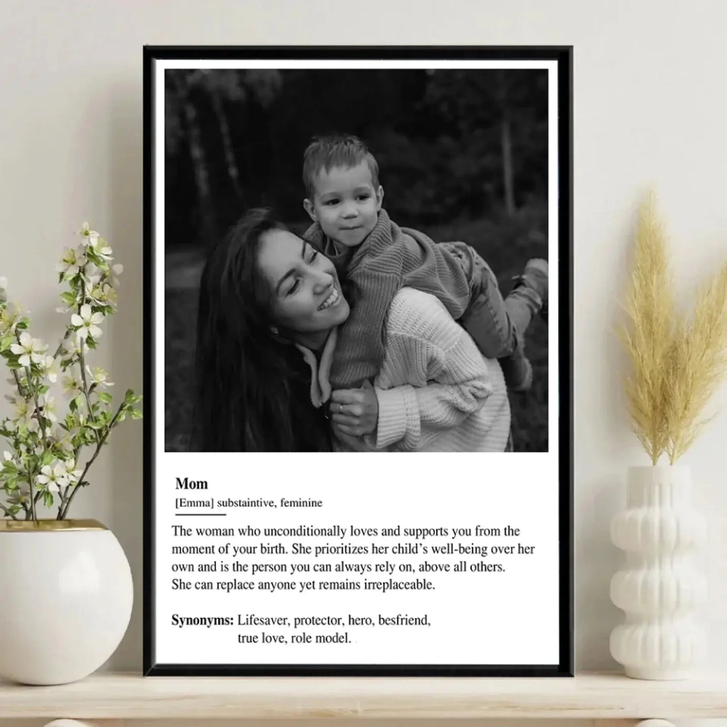 Custom Mom Definition Photo Art – Personalized Poster/Canvas – Gift for Mom on Birthday, Anniversary & Mother’s Day Ezcustomize