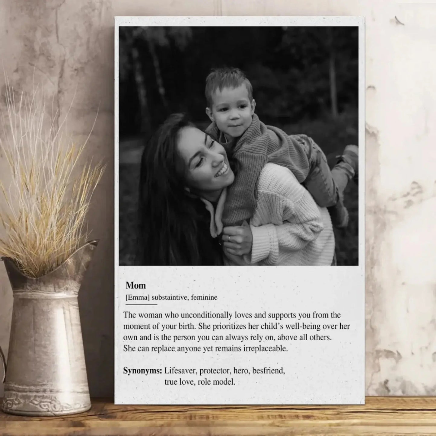 Custom Mom Definition Photo Art – Personalized Poster/Canvas – Gift for Mom on Birthday, Anniversary & Mother’s Day Ezcustomize