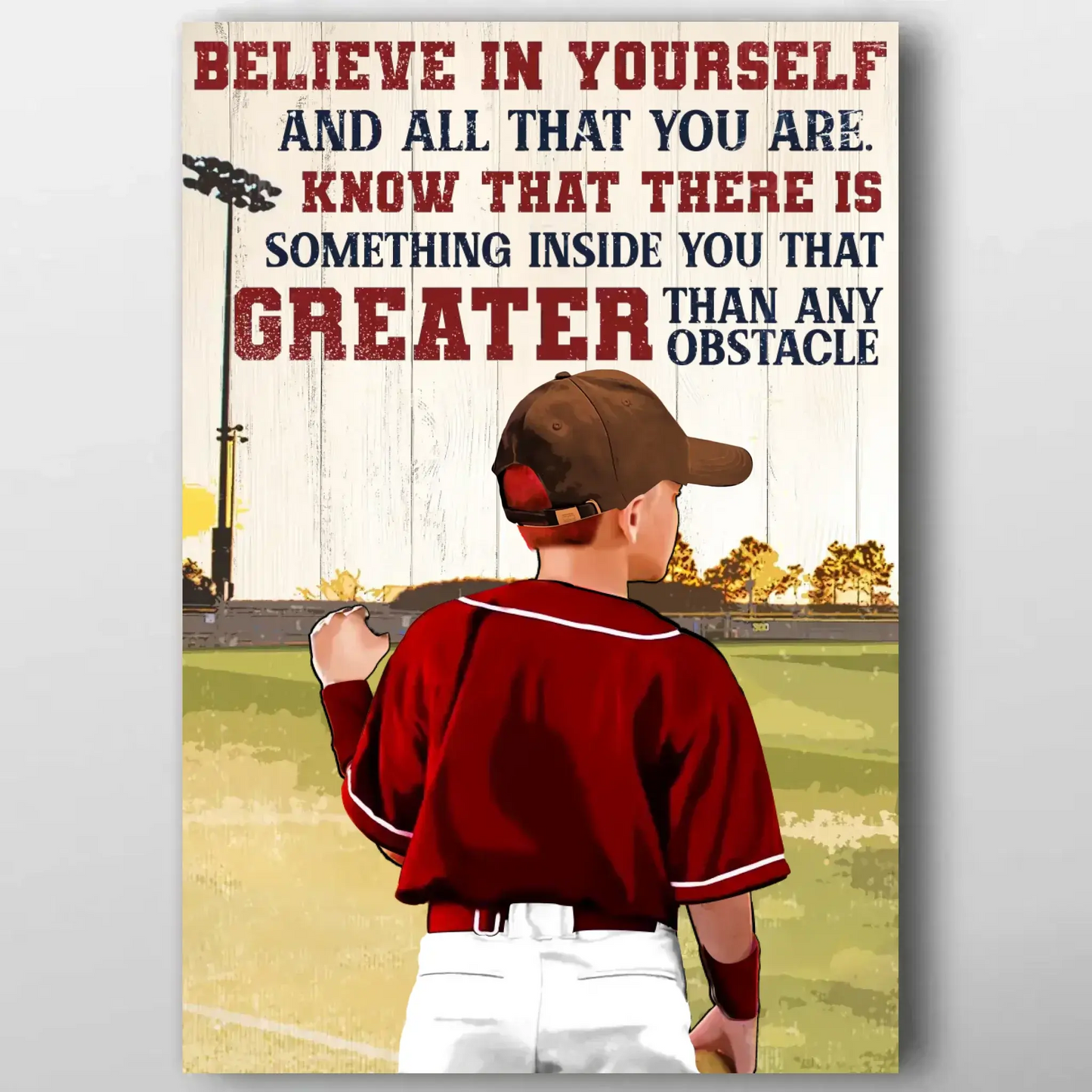 Custom Name, Number & Appearance Baseball Wallart - Personalized Baseball Poster/Canvas - Baseball Gifts For Son/Grandson Ezcustomize