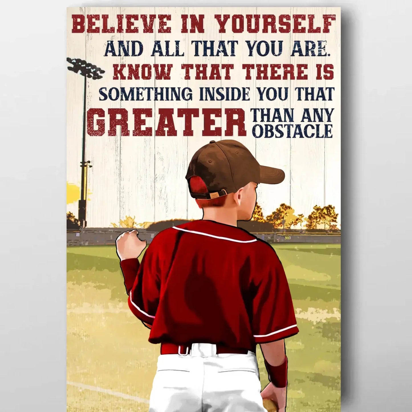 Custom Name, Number & Appearance Baseball Wallart - Personalized Baseball Poster/Canvas - Baseball Gifts For Son/Grandson Ezcustomize