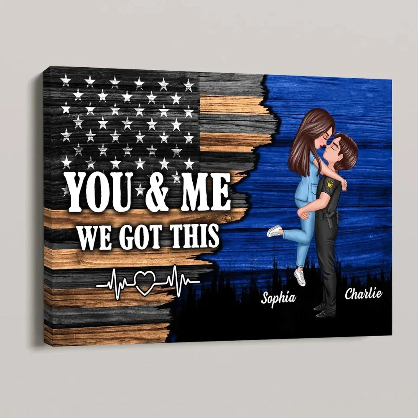 Custom Nation Flag Poster – Personalized Couple Canvas Gift for Him or Her, Patriotic Love Wall Art Ezcustomize