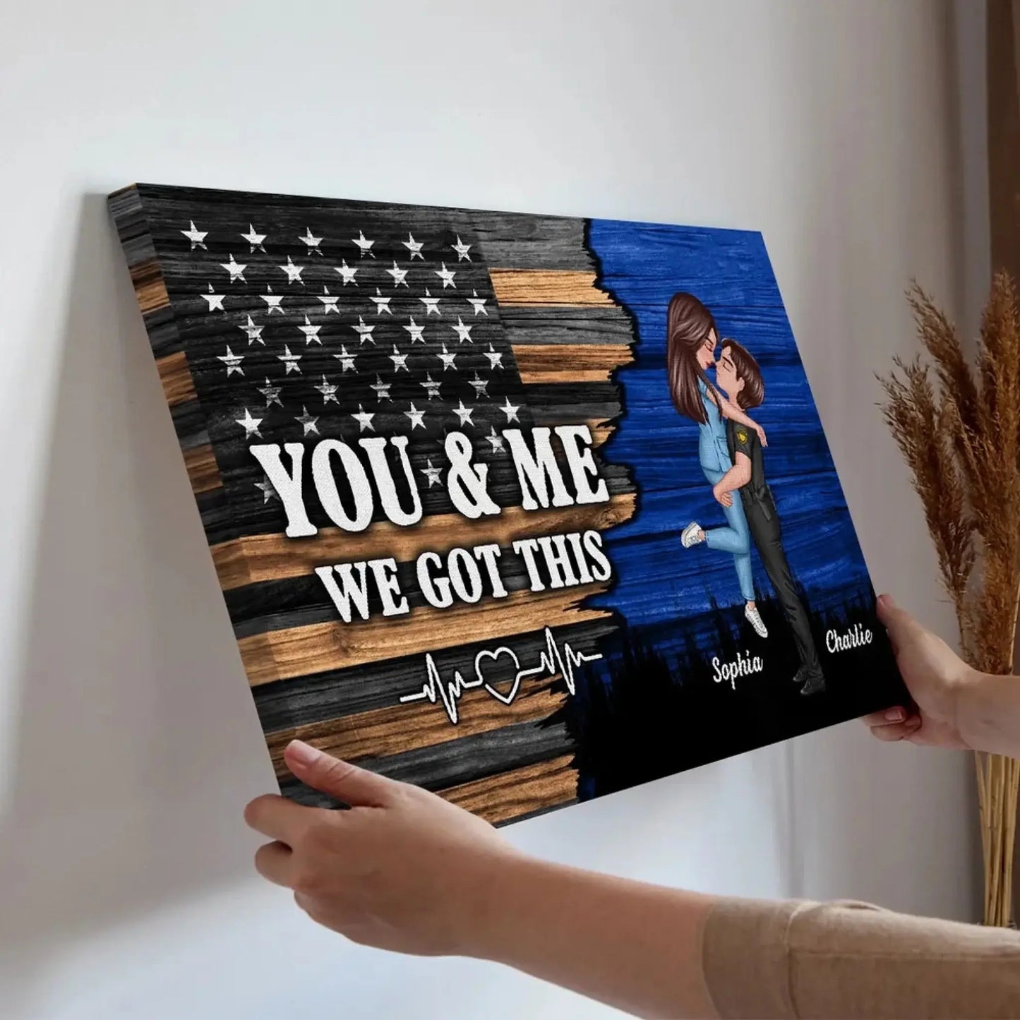 Custom Nation Flag Poster – Personalized Couple Canvas Gift for Him or Her, Patriotic Love Wall Art Ezcustomize