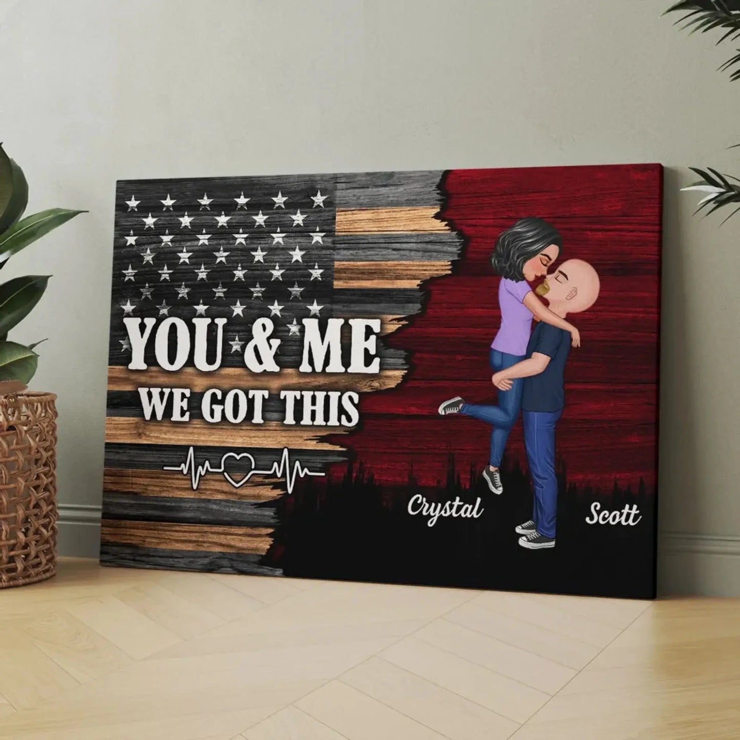 Custom Nation Flag Poster – Personalized Couple Canvas Gift for Him or Her, Patriotic Love Wall Art Ezcustomize