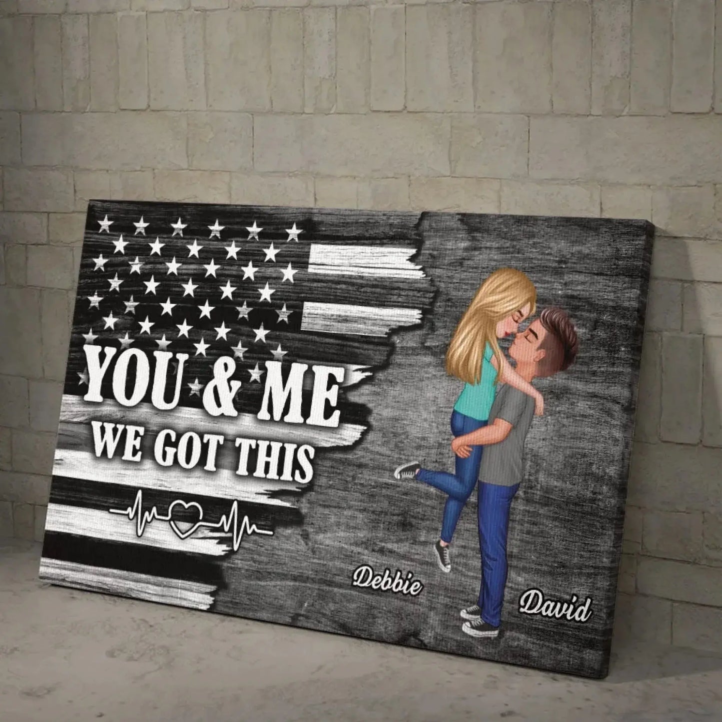 Custom Nation Flag Poster – Personalized Couple Canvas Gift for Him or Her, Patriotic Love Wall Art Ezcustomize