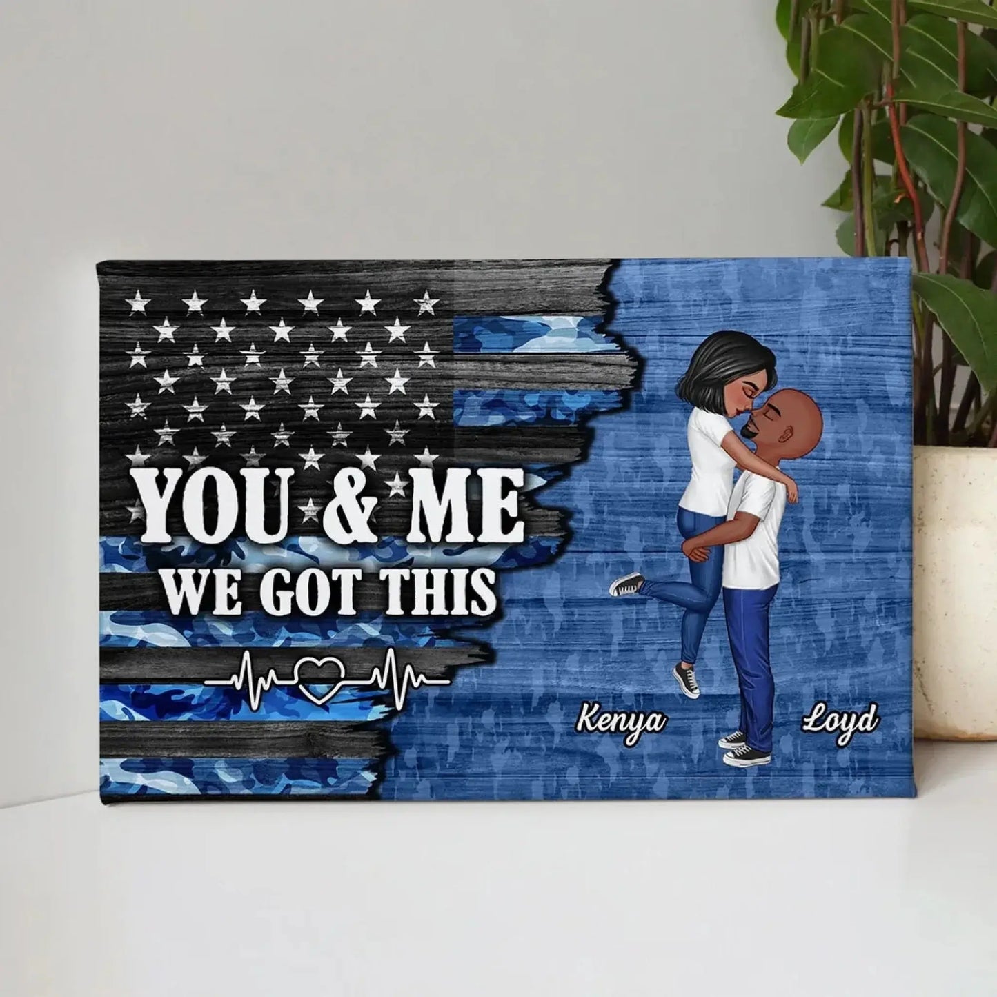 Custom Nation Flag Poster – Personalized Couple Canvas Gift for Him or Her, Patriotic Love Wall Art Ezcustomize