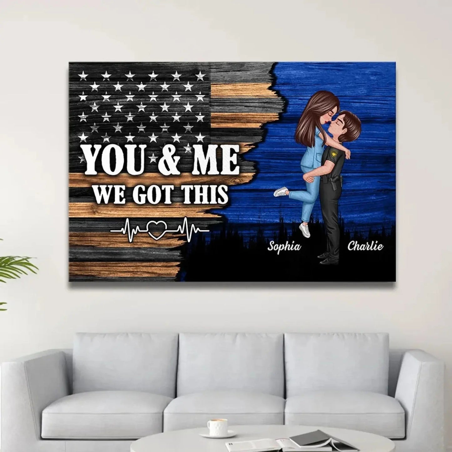 Custom Nation Flag Poster – Personalized Couple Canvas Gift for Him or Her, Patriotic Love Wall Art Ezcustomize