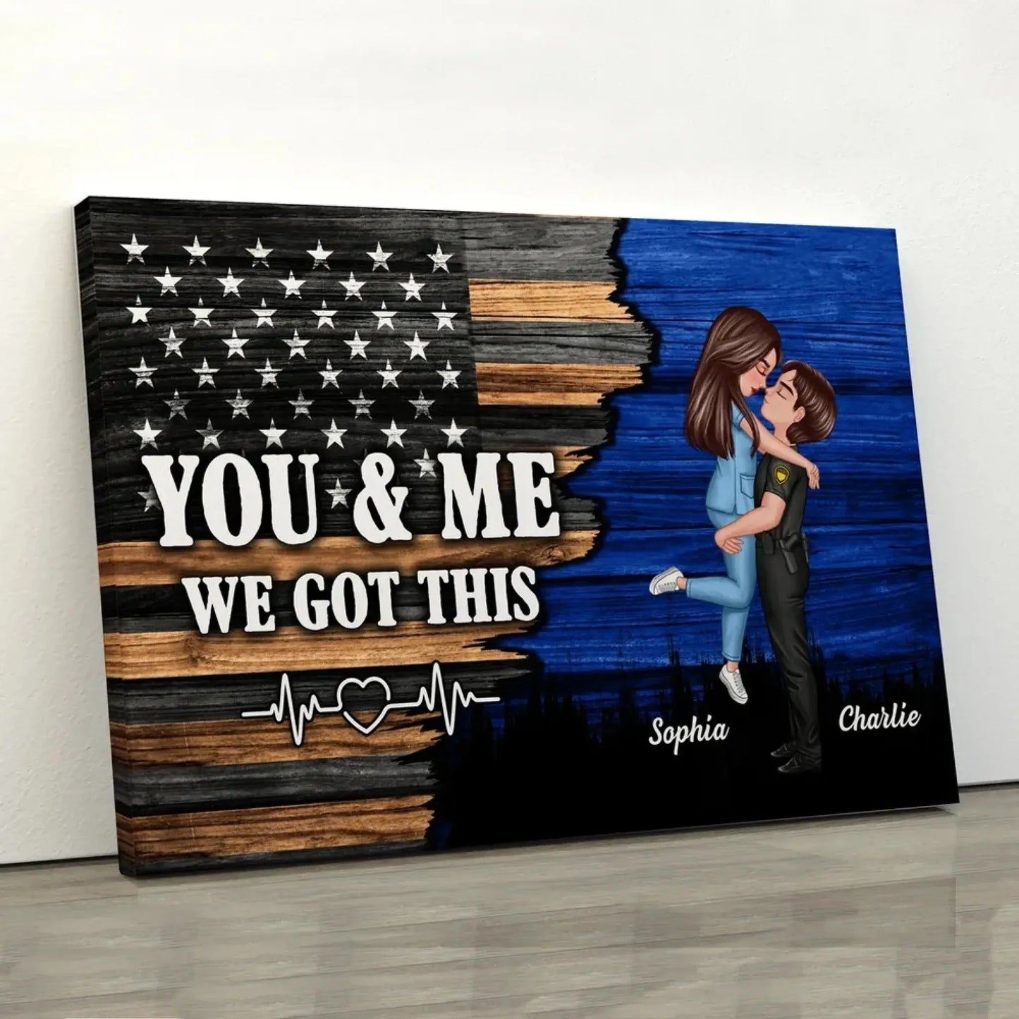 Custom Nation Flag Poster – Personalized Couple Canvas Gift for Him or Her, Patriotic Love Wall Art Ezcustomize