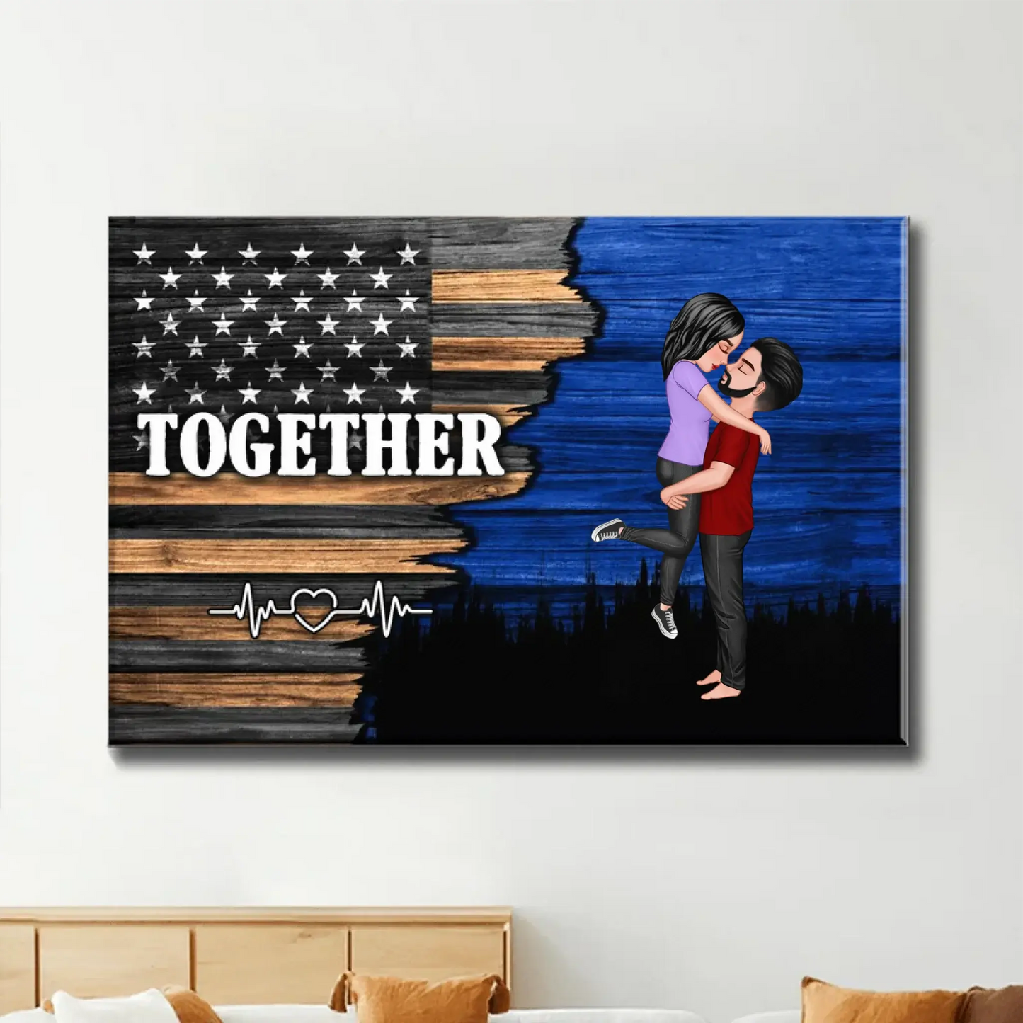 Custom Nation Flag Poster – Personalized Couple Canvas Gift for Him or Her, Patriotic Love Wall Art Ezcustomize