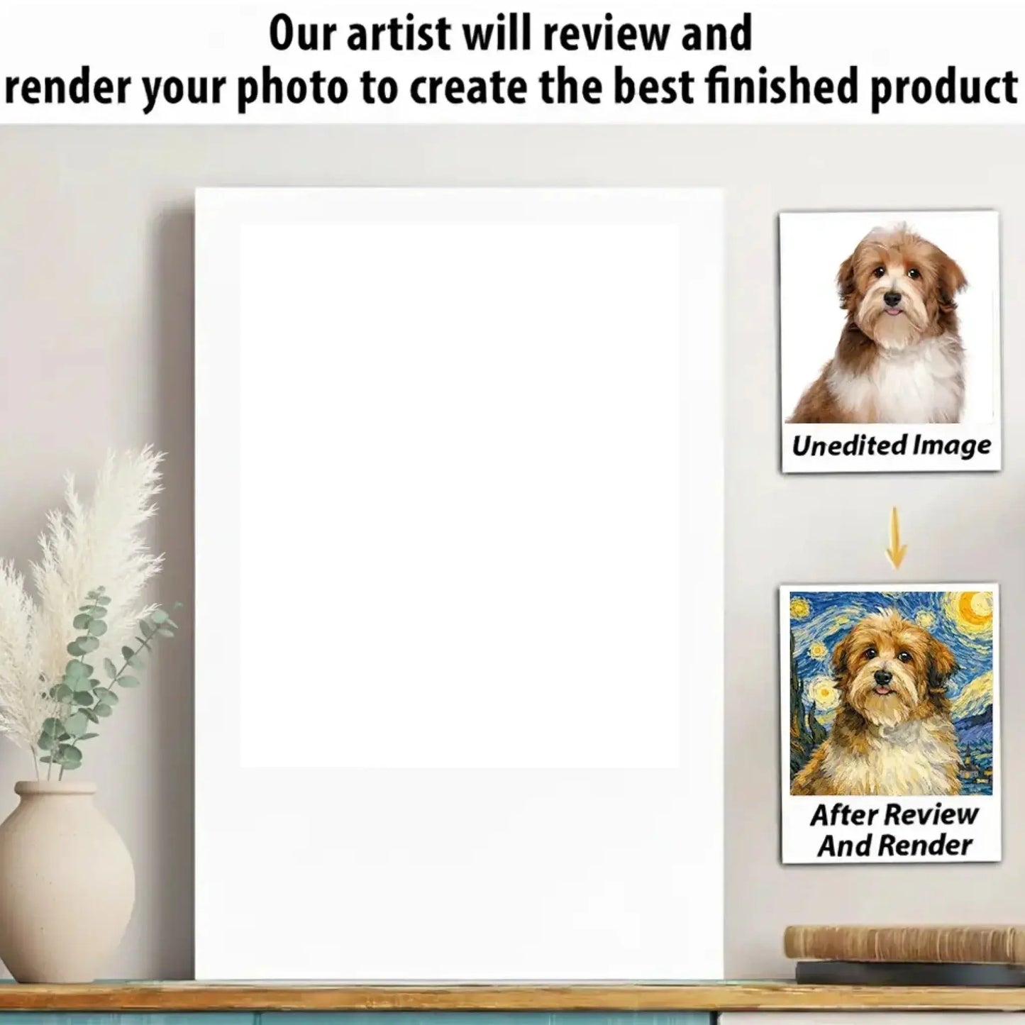 Custom Pet Watercolor Oil Painting Portrait – Personalized Dog & Cat Photo Poster or Canvas, Memorial Pet Art Gift Ezcustomize
