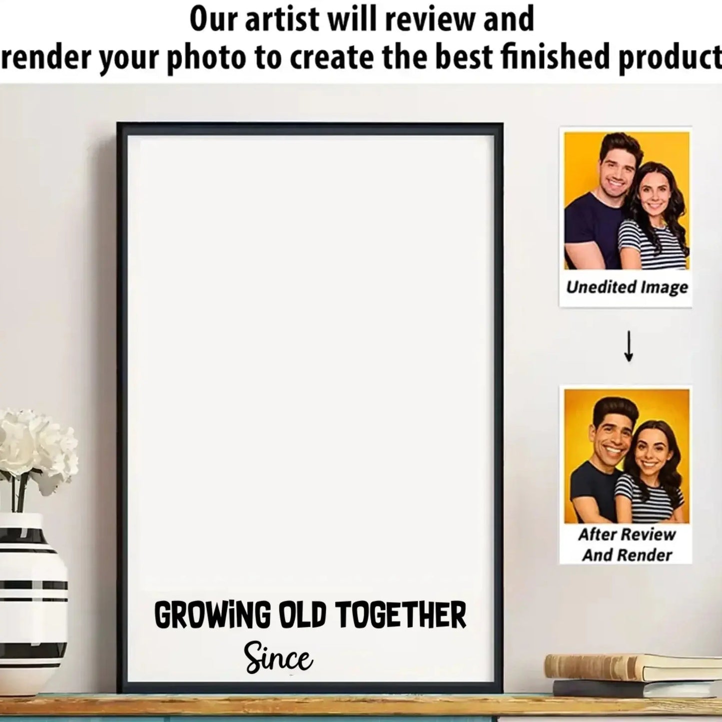 Custom Photo Caricature Poster & Canvas – Funny Couple & Family Portrait Gift, Personalized Wall Art Ezcustomize