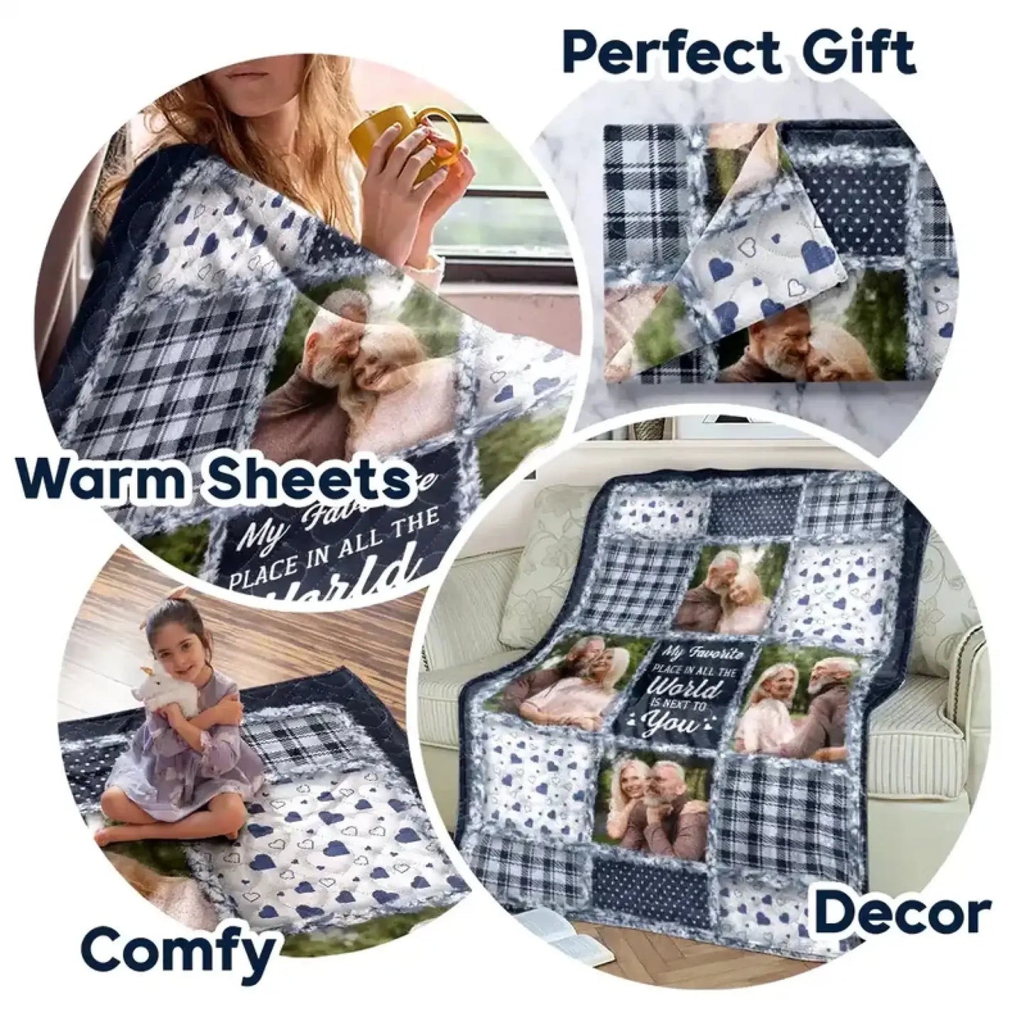 Custom Photo Couple Blanket – I Met You I Liked You I Love You – Personalized Fleece & Sherpa Blanket Gift for Anniversary & Valentine’s Day Ezcustomize