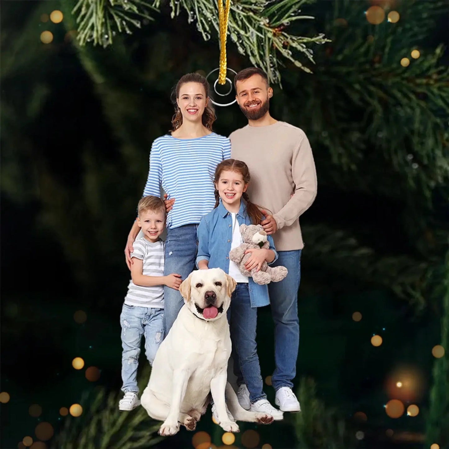 Custom Photo Family Ornament – Personalized Acrylic Christmas Tree Decoration Gift for Holidays Ezcustomize