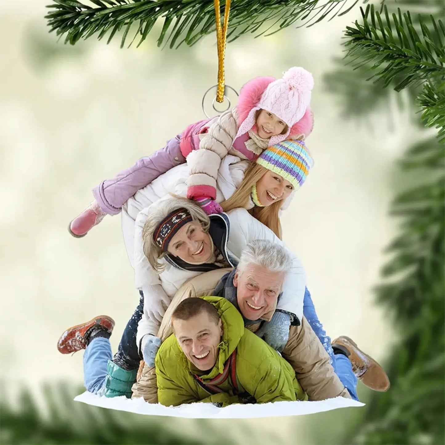 Custom Photo Family Ornament – Personalized Acrylic Christmas Tree Decoration Gift for Holidays Ezcustomize