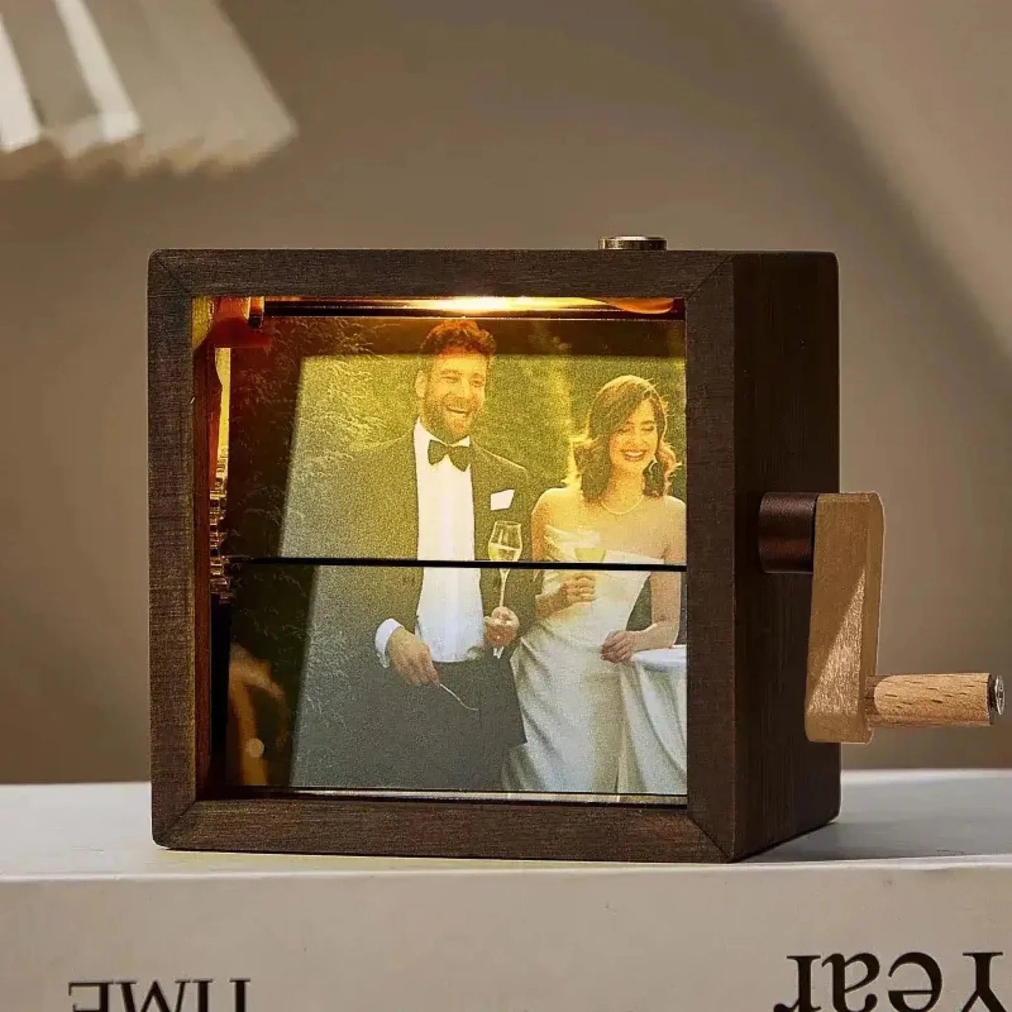 Custom Photo Flipbook Frame Hand Cranked Animation Box with Light Personalized Family Photo Album and Unique Anniversary Gift Ezcustomize