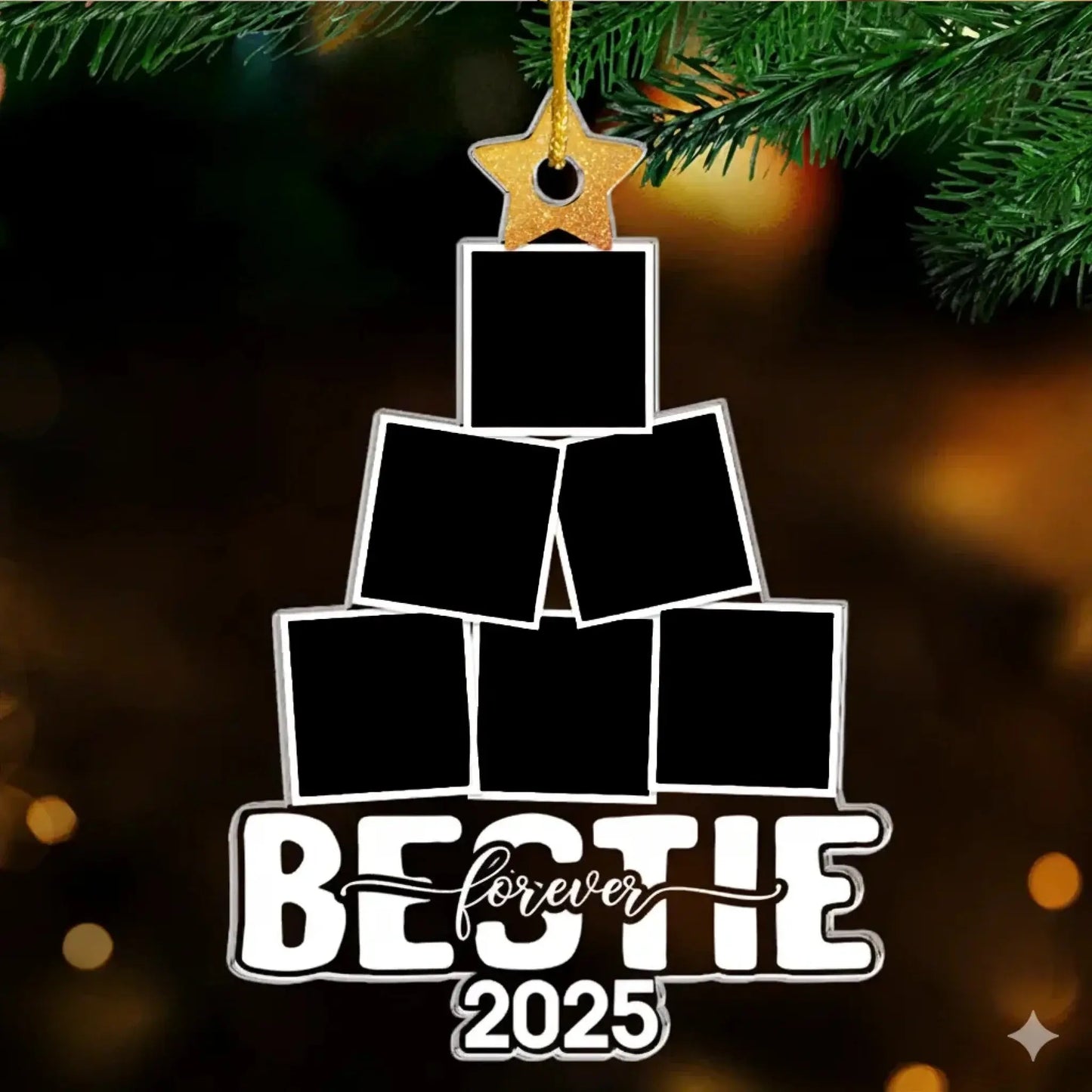 Custom Photo From Our Tree To Yours - Personalized Acrylic Ornament - Unique Christmas Gift for Best Friends, BFF, Sisters Ezcustomize