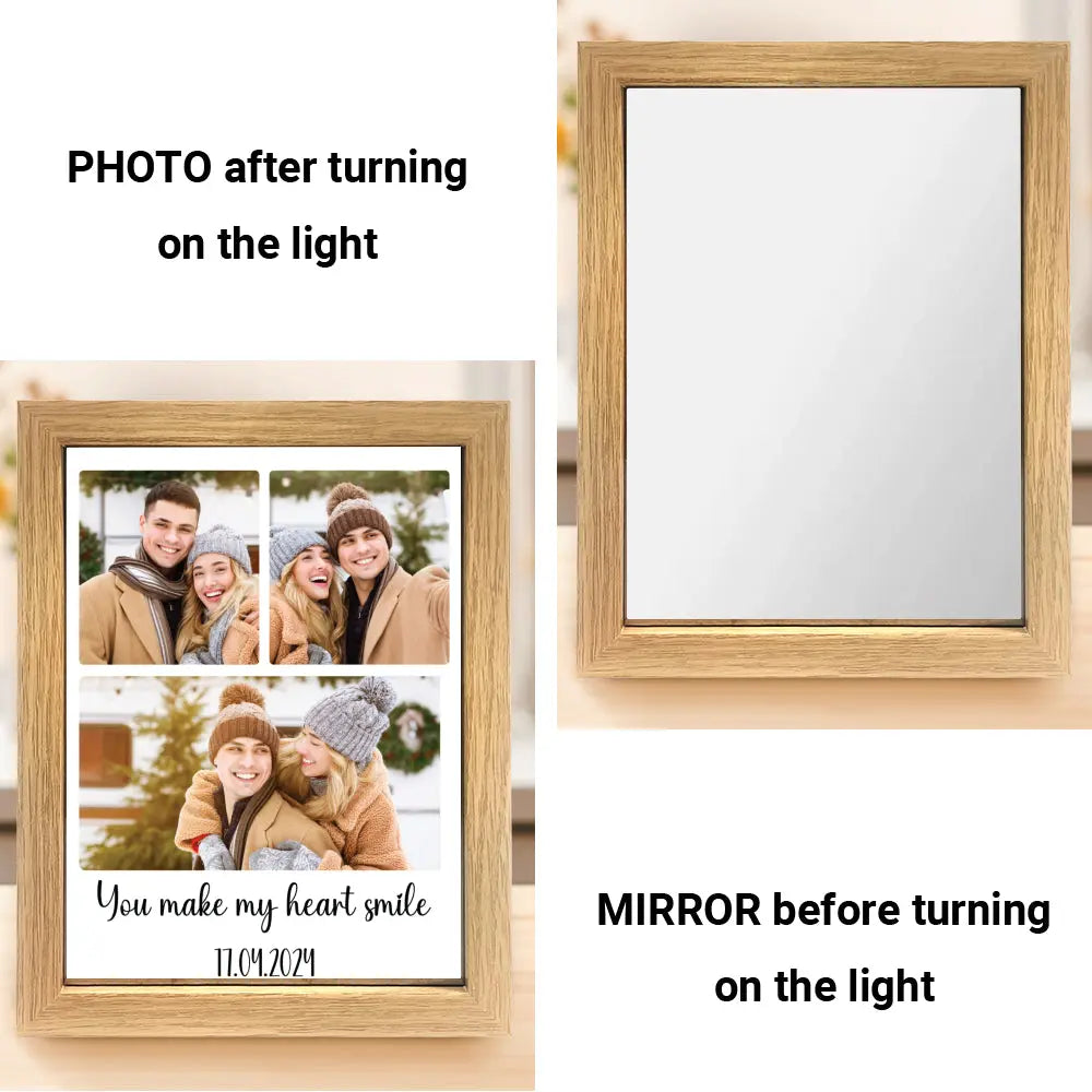 Custom Photo Light Painting Mirror - All Customizable Template| Personalized Gift for Valentines, Couples, Family, Anniversary Ezcustomize