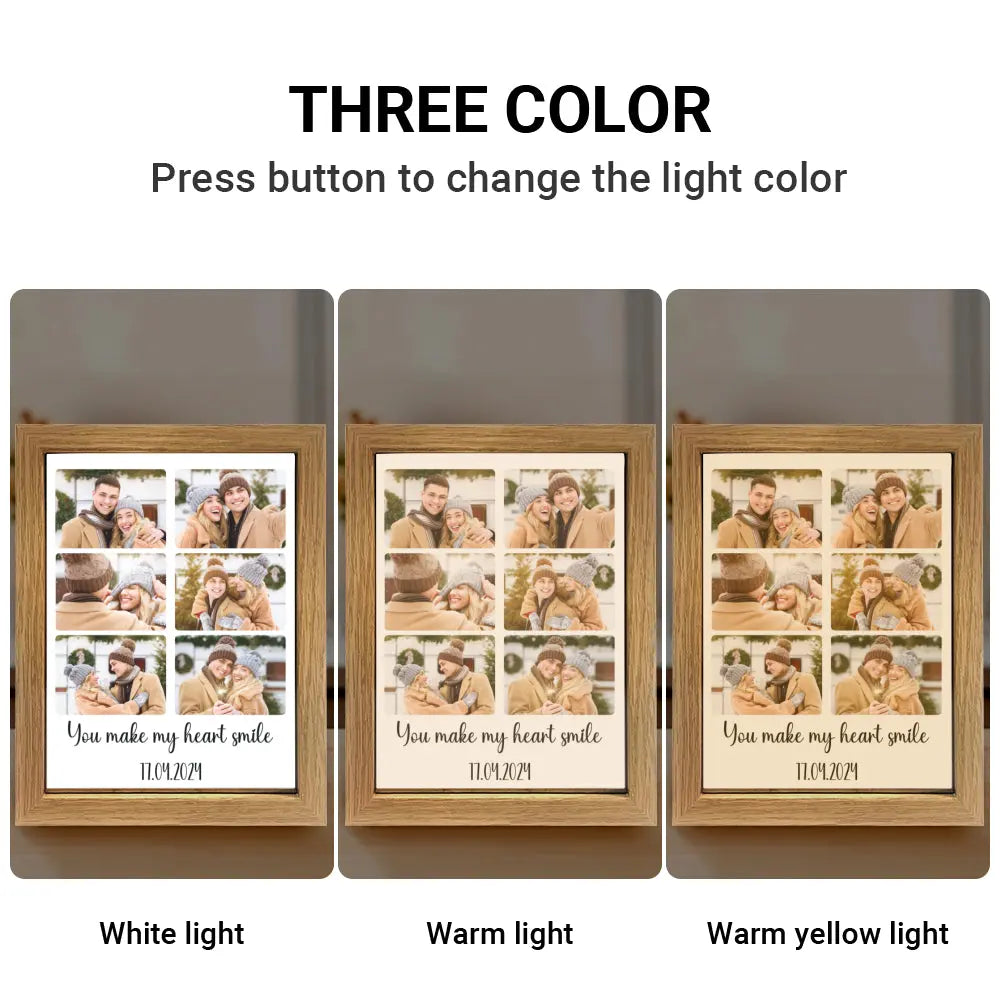Custom Photo Light Painting Mirror - All Customizable Template| Personalized Gift for Valentines, Couples, Family, Anniversary Ezcustomize
