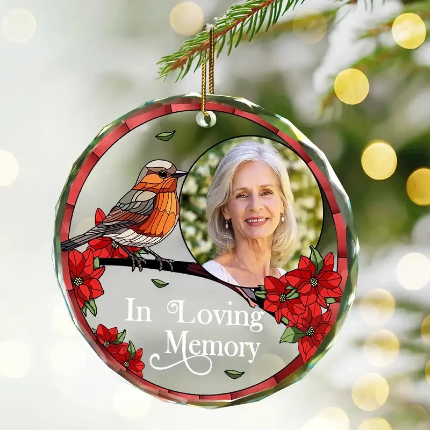 Custom Photo Memorial “I’m Always With You” – Personalized Circle Glass Ornament – Heartfelt Sympathy Gift for Family & Loved Ones Ezcustomize
