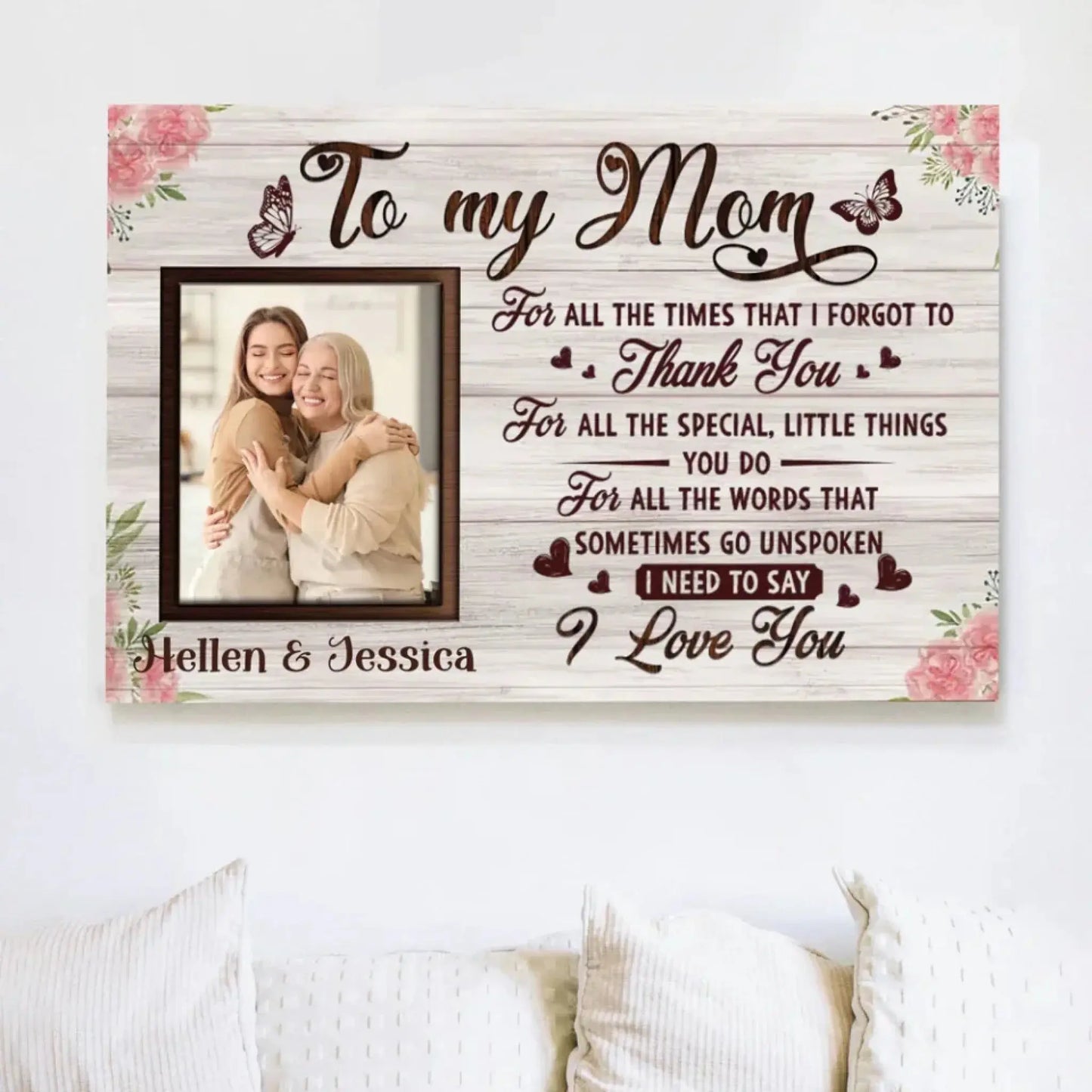 Custom Photo Mother & Daughter Art – Personalized Poster/Canvas – Creative Mother’s Day Gift for Mom or Daughter Ezcustomize