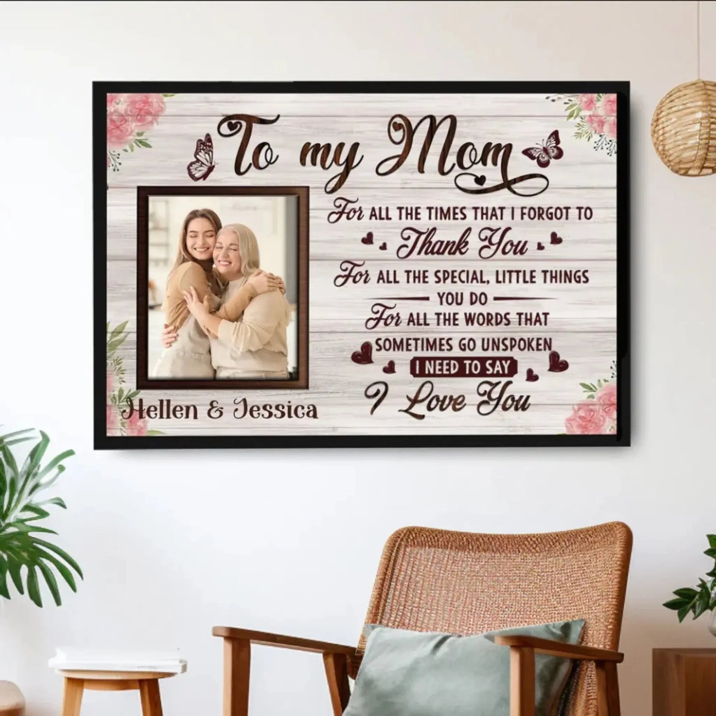 Custom Photo Mother & Daughter Art – Personalized Poster/Canvas – Creative Mother’s Day Gift for Mom or Daughter Ezcustomize