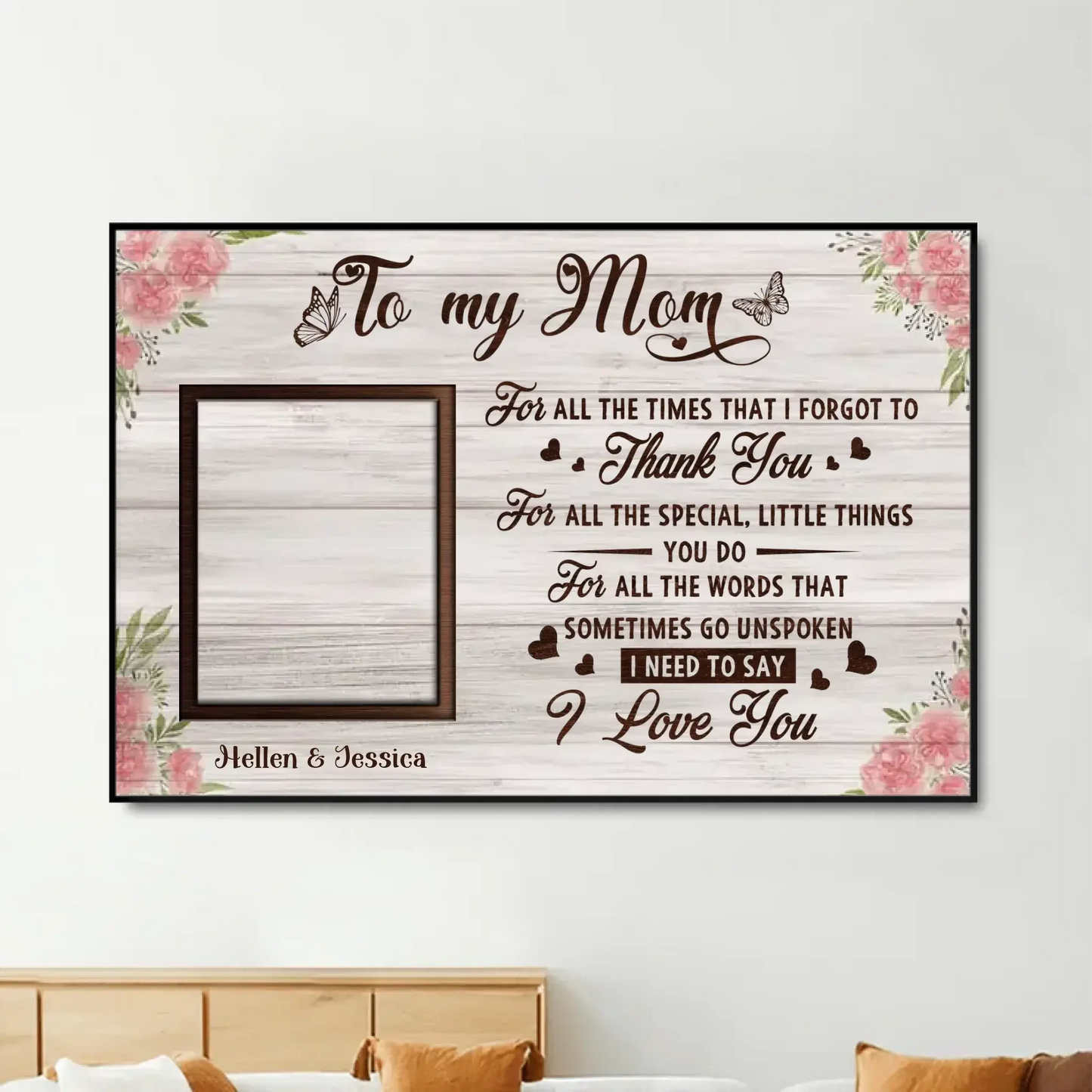 Custom Photo Mother & Daughter Art – Personalized Poster/Canvas – Creative Mother’s Day Gift for Mom or Daughter Ezcustomize