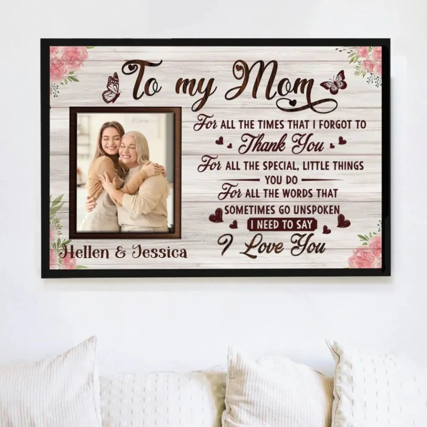 Custom Photo Mother & Daughter Art – Personalized Poster/Canvas – Creative Mother’s Day Gift for Mom or Daughter Ezcustomize