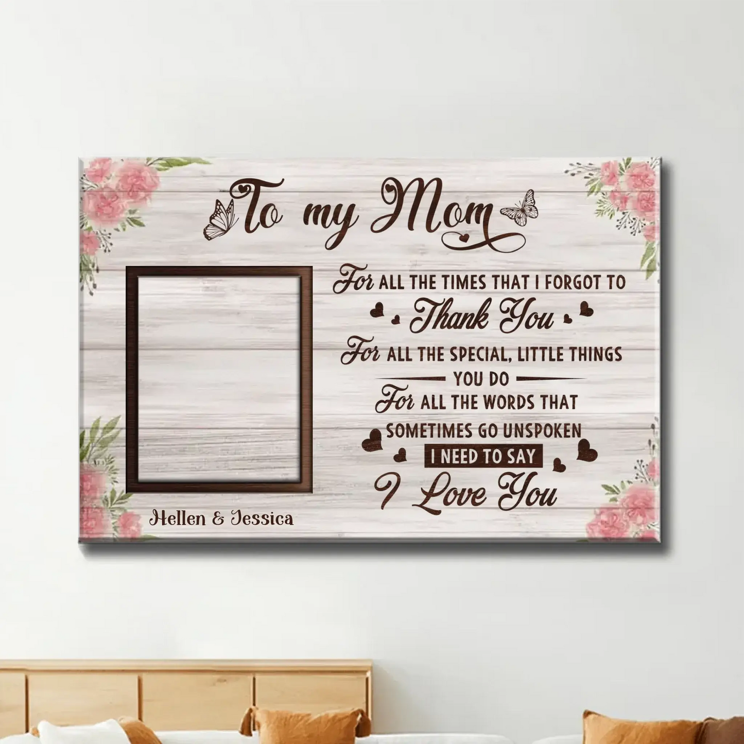 Custom Photo Mother & Daughter Art – Personalized Poster/Canvas – Creative Mother’s Day Gift for Mom or Daughter Ezcustomize