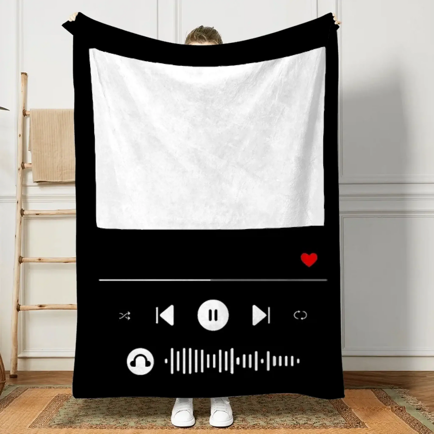 Custom Photo Music Favorite Song - Personalized Custom Blanket - Gift For Her/Him, Husband/Wife, Couples on Anniversary, Valentine's Day Ezcustomize