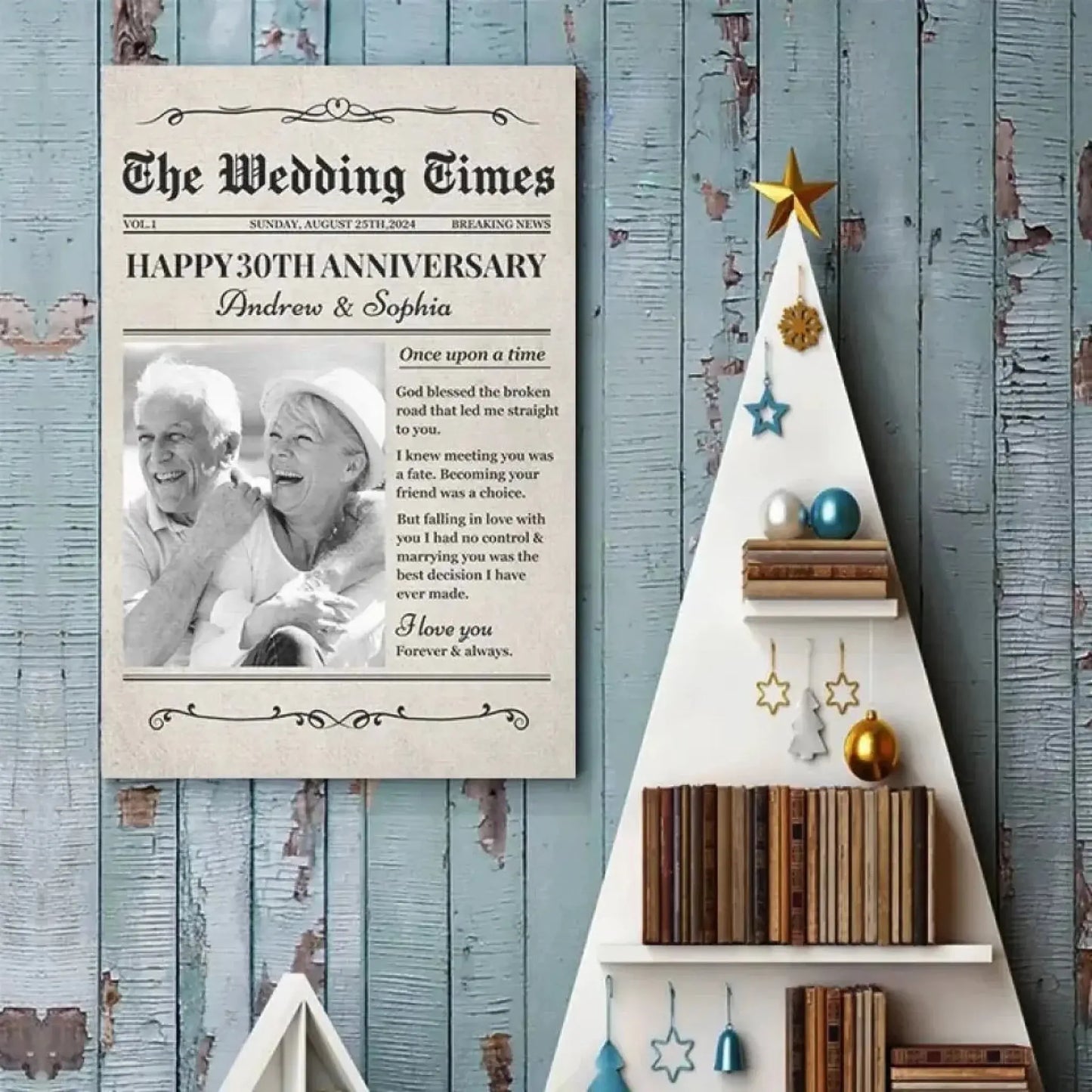 Custom Photo Newspaper "The Wedding Times" – Personalized Vertical Poster/Canvas – Save The Date, Wedding & Anniversary Gift for Couples Ezcustomize