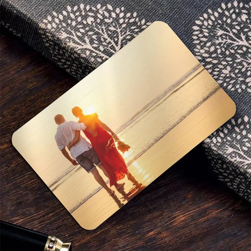 Custom Photo Wallet Insert Card - Personalized Double-Sided Aluminum Wallet Card - Gift for Husband, Boyfriend, Dad or Grandpa | Valetine's day, Birthdays, Father's Day, or any occasion Ezcustomize