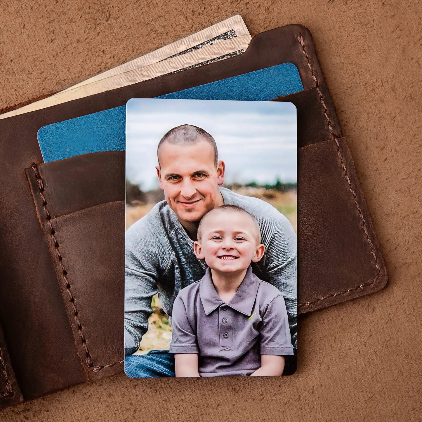 Custom Photo Wallet Insert Card - Personalized Double-Sided Aluminum Wallet Card - Gift for Husband, Boyfriend, Dad or Grandpa | Valetine's day, Birthdays, Father's Day, or any occasion Ezcustomize