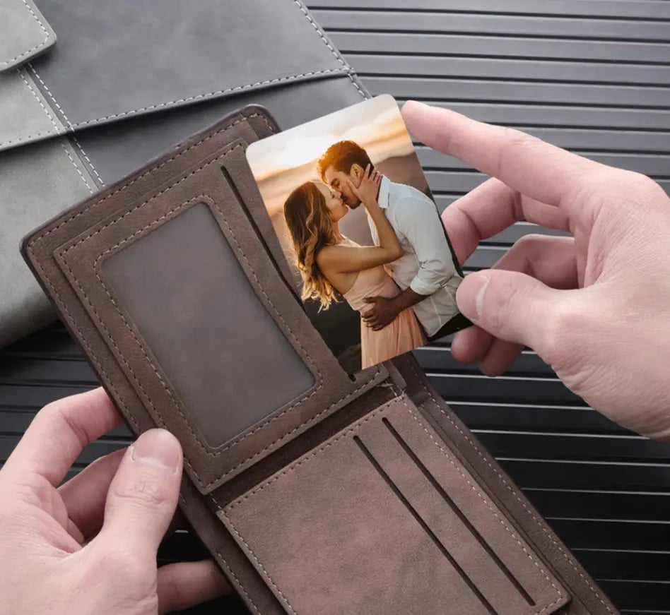 Custom Photo Wallet Insert Card - Personalized Double-Sided Aluminum Wallet Card - Gift for Husband, Boyfriend, Dad or Grandpa | Valetine's day, Birthdays, Father's Day, or any occasion Ezcustomize