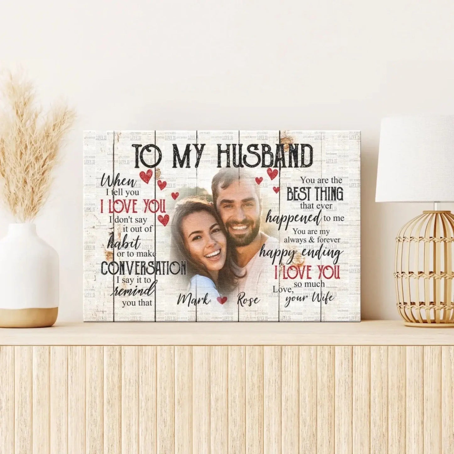 Custom Photo & Name Love Scene – Personalized Poster/Canvas – Anniversary Gift for Husband, Romantic Gift for Him Ezcustomize