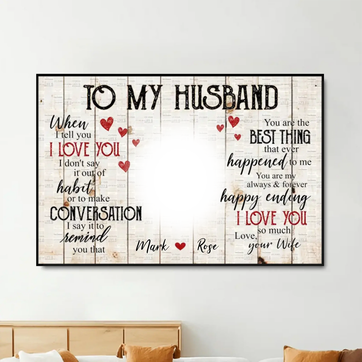 Custom Photo & Name Love Scene – Personalized Poster/Canvas – Anniversary Gift for Husband, Romantic Gift for Him Ezcustomize