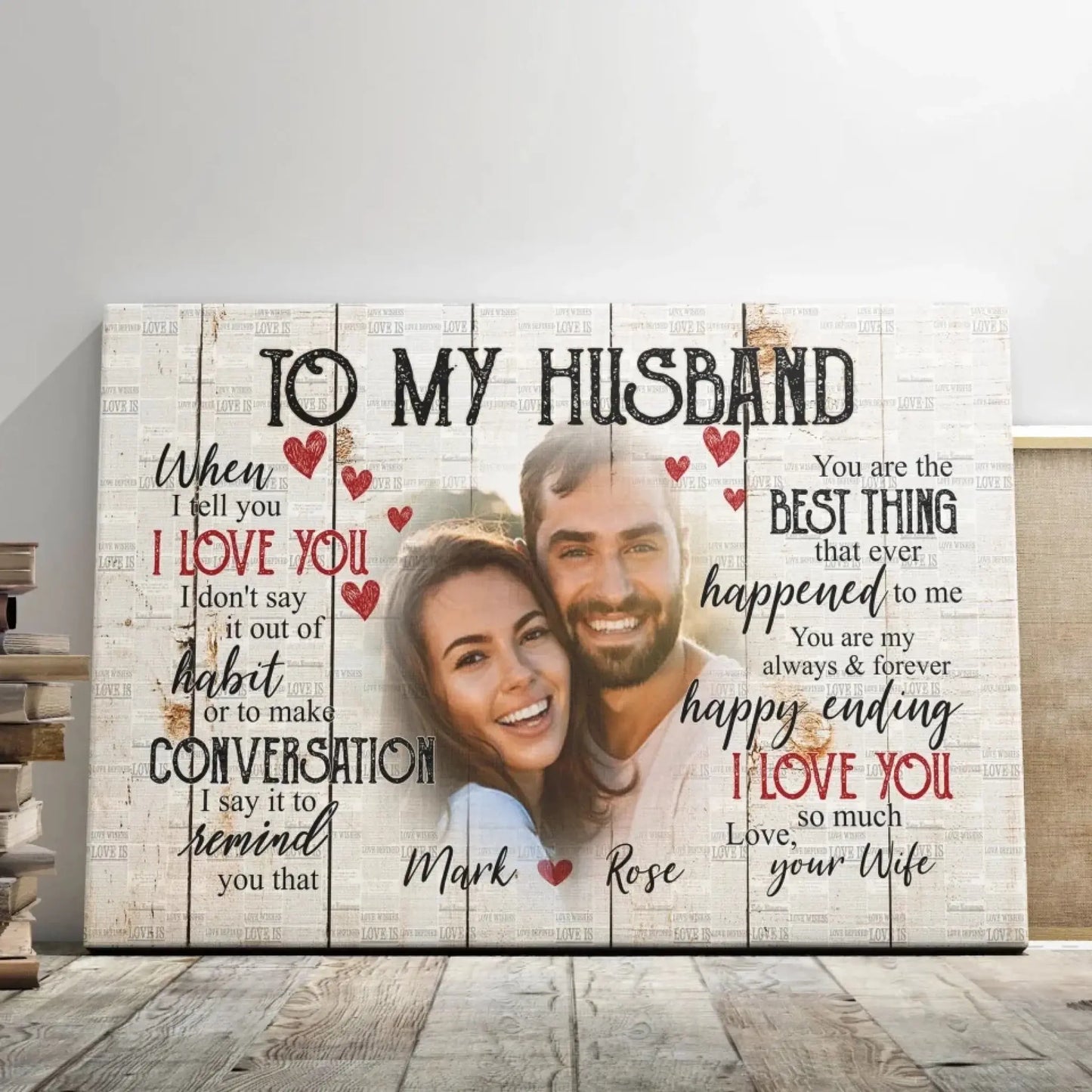 Custom Photo & Name Love Scene – Personalized Poster/Canvas – Anniversary Gift for Husband, Romantic Gift for Him Ezcustomize