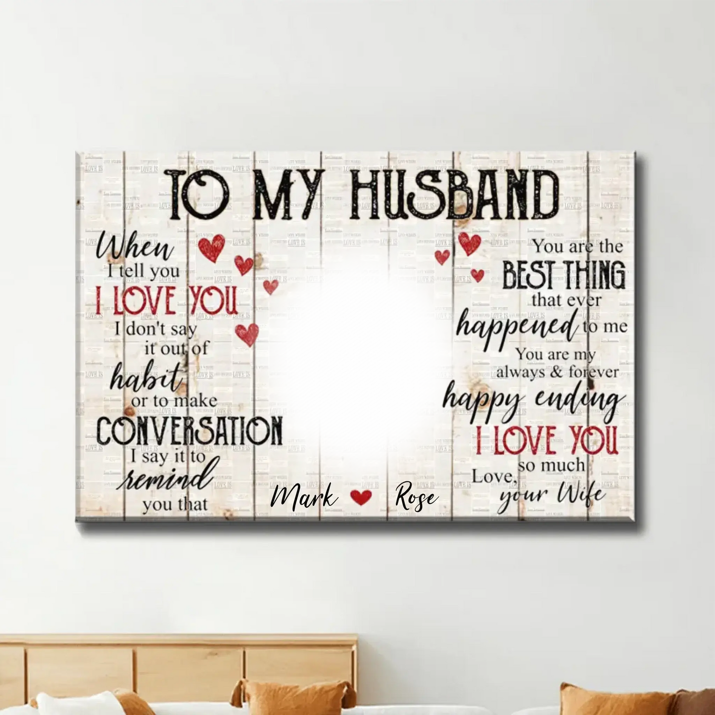 Custom Photo & Name Love Scene – Personalized Poster/Canvas – Anniversary Gift for Husband, Romantic Gift for Him Ezcustomize