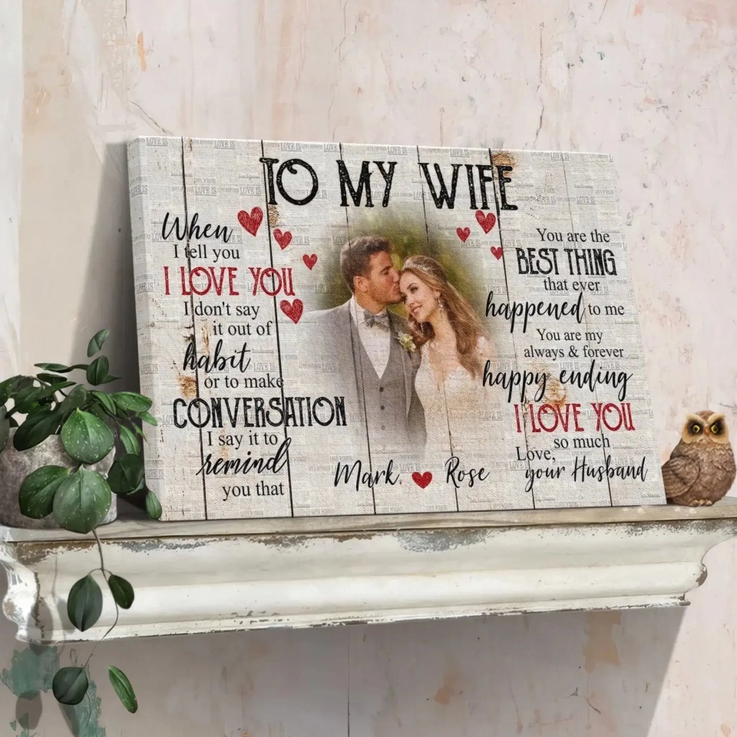 Custom Photo & Name Love Scene – Personalized Poster/Canvas – Anniversary Gift for Wife, Romantic Gift for Her Ezcustomize