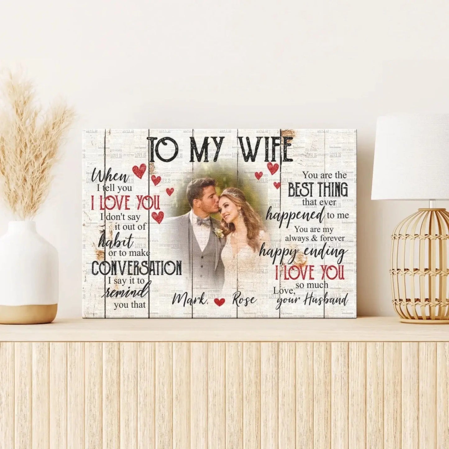 Custom Photo & Name Love Scene – Personalized Poster/Canvas – Anniversary Gift for Wife, Romantic Gift for Her Ezcustomize