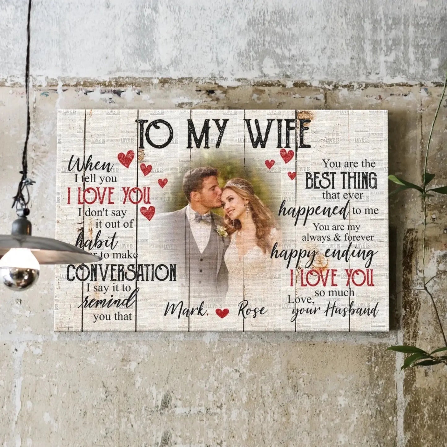 Custom Photo & Name Love Scene – Personalized Poster/Canvas – Anniversary Gift for Wife, Romantic Gift for Her Ezcustomize