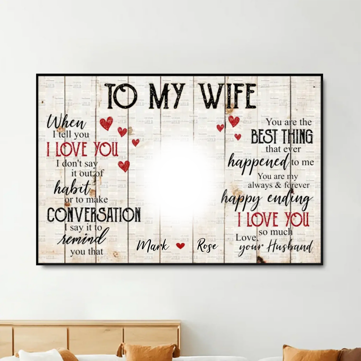 Custom Photo & Name Love Scene – Personalized Poster/Canvas – Anniversary Gift for Wife, Romantic Gift for Her Ezcustomize