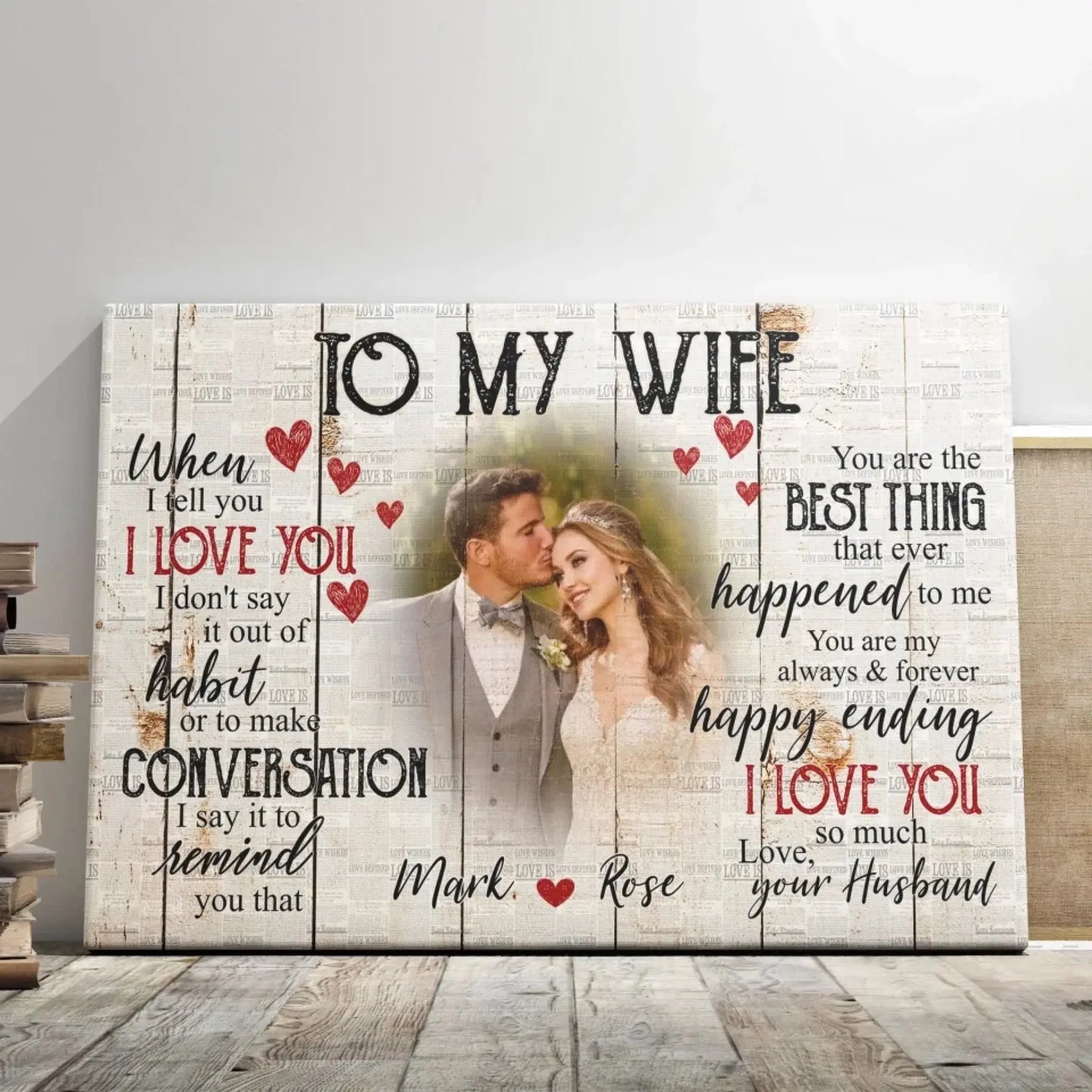 Custom Photo & Name Love Scene – Personalized Poster/Canvas – Anniversary Gift for Wife, Romantic Gift for Her Ezcustomize